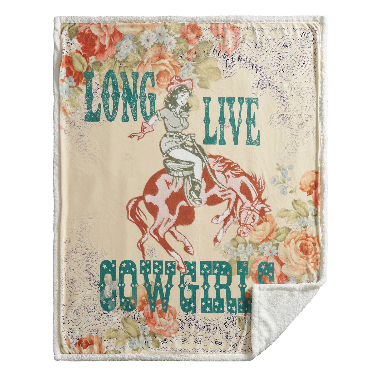 Indigo Hill Revival Retro Cowgirl Campfire Sherpa Throw - Image 2