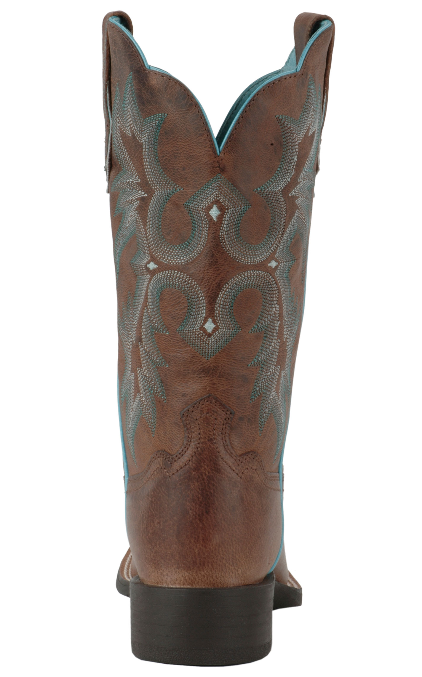 Ariat Women's Tombstone Sassy Brown with Turquoise Stitch Double Welt Wide Square Toe Boot - Image 1