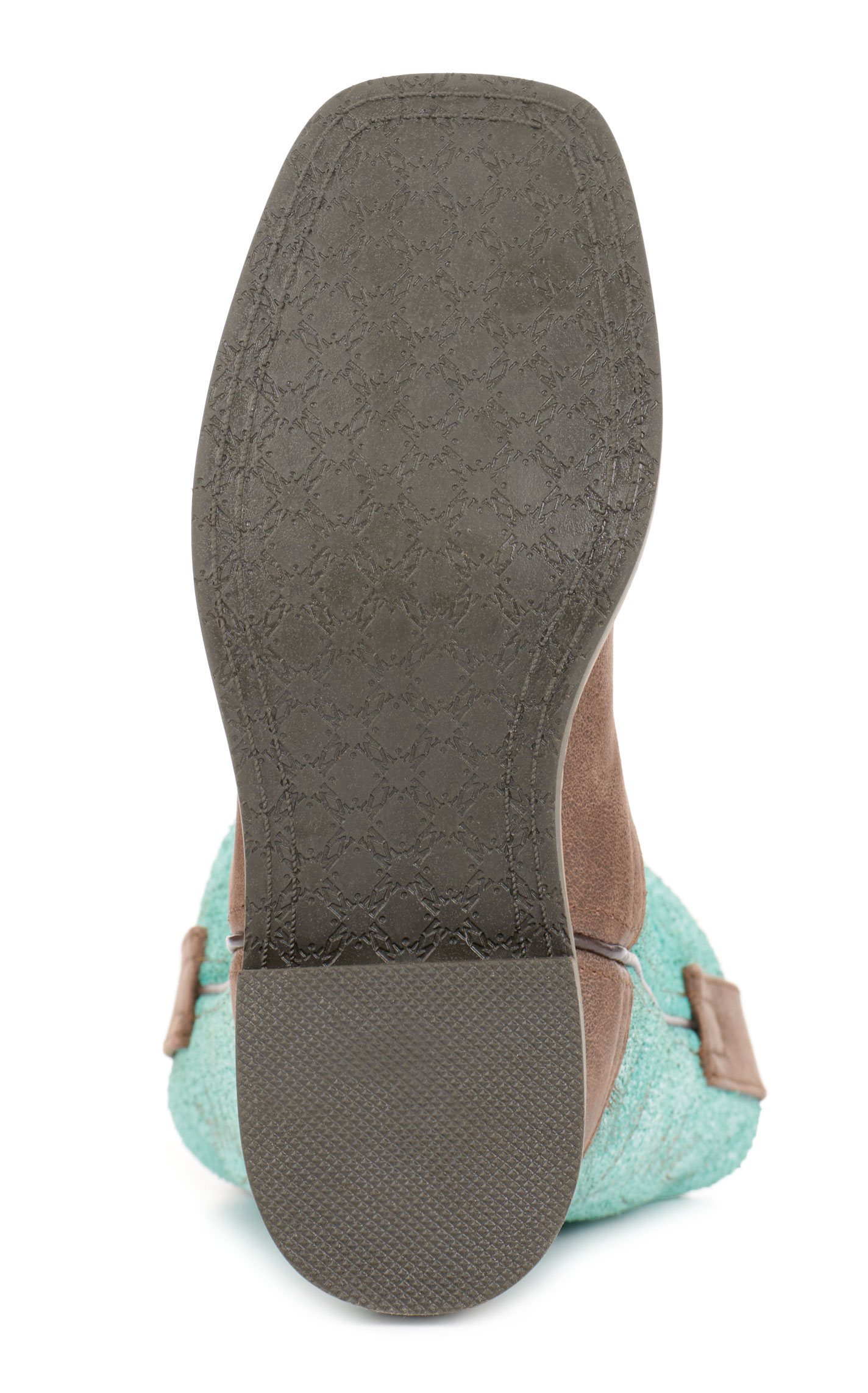 Smoky Mountain Kids' Rustic Rider Dark Brown and Turquoise Wide Square Toe Cowboy Boots - Image 1