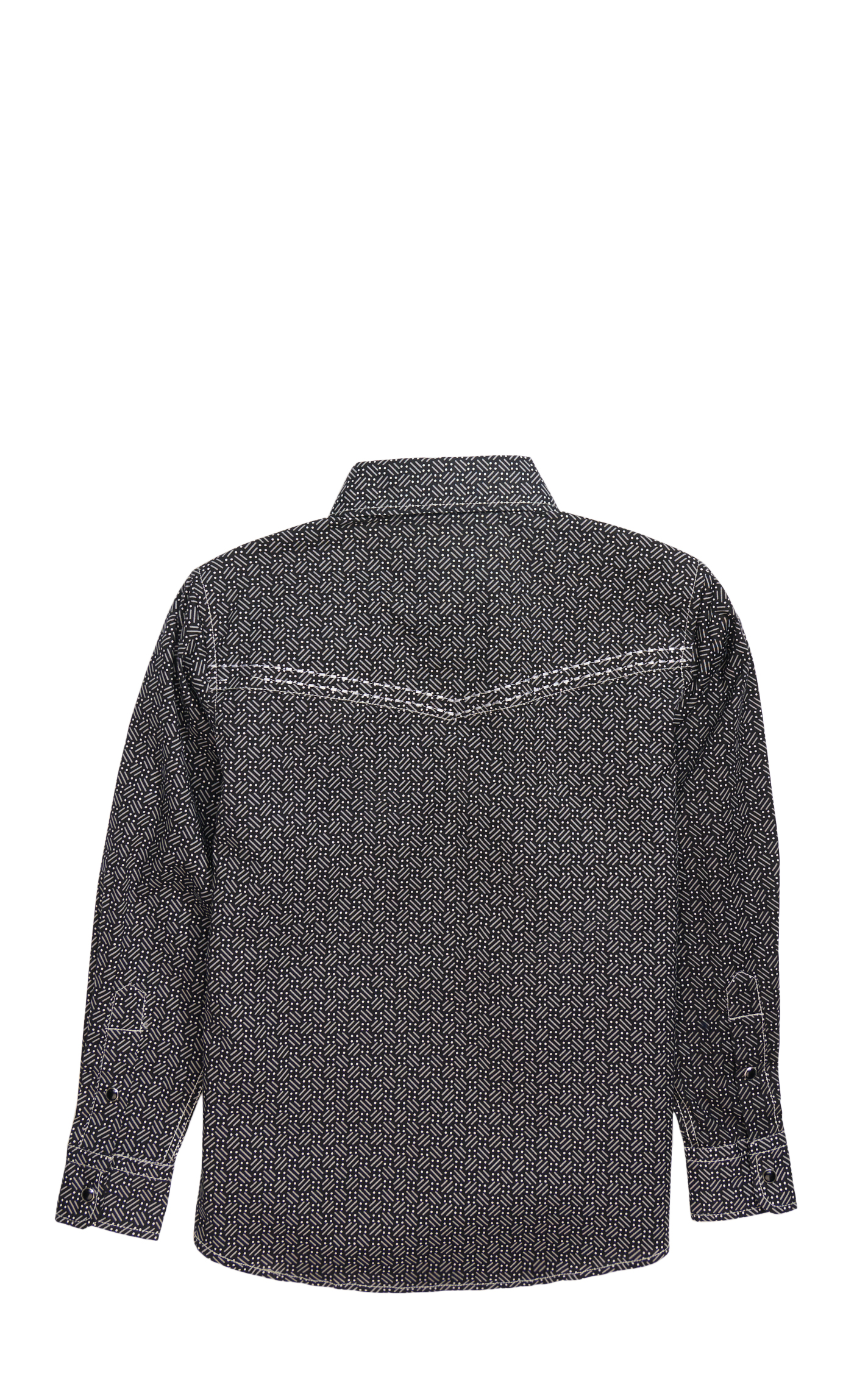 Cowboy Hardware Boy's Black & White Geo Print Western Shirt - Image 1