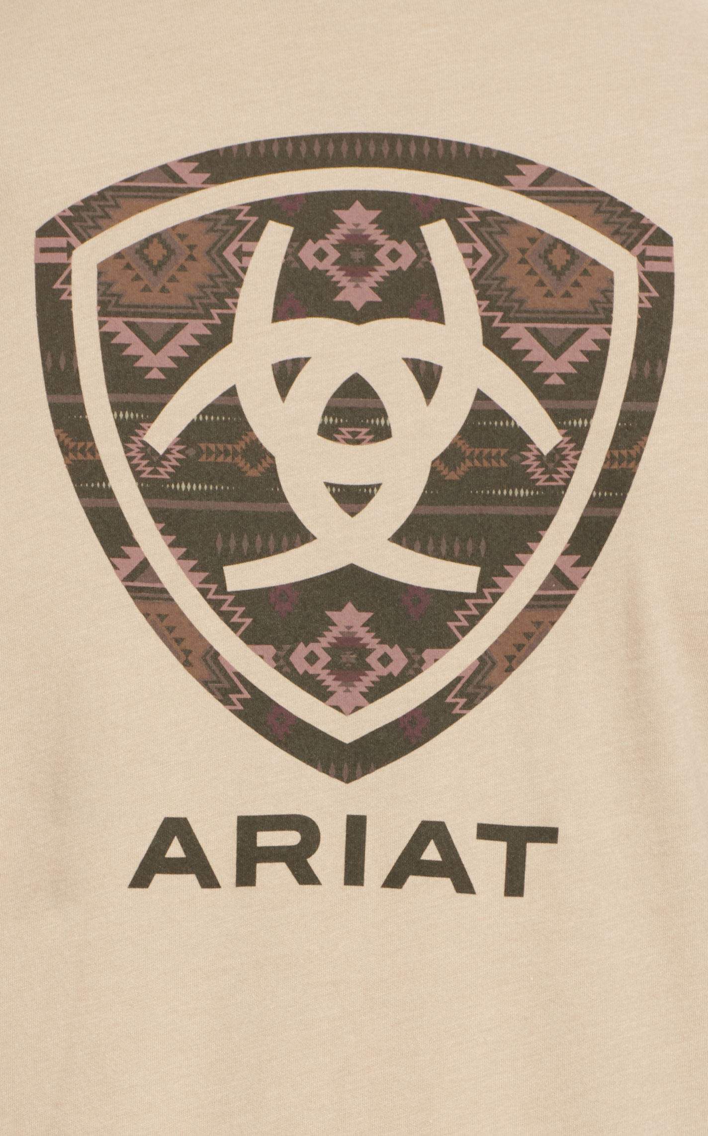 Ariat Men's Taupe with Chocolate & Rose  Shield Logo Graphic Short Sleeve T-Shirt - Image 1