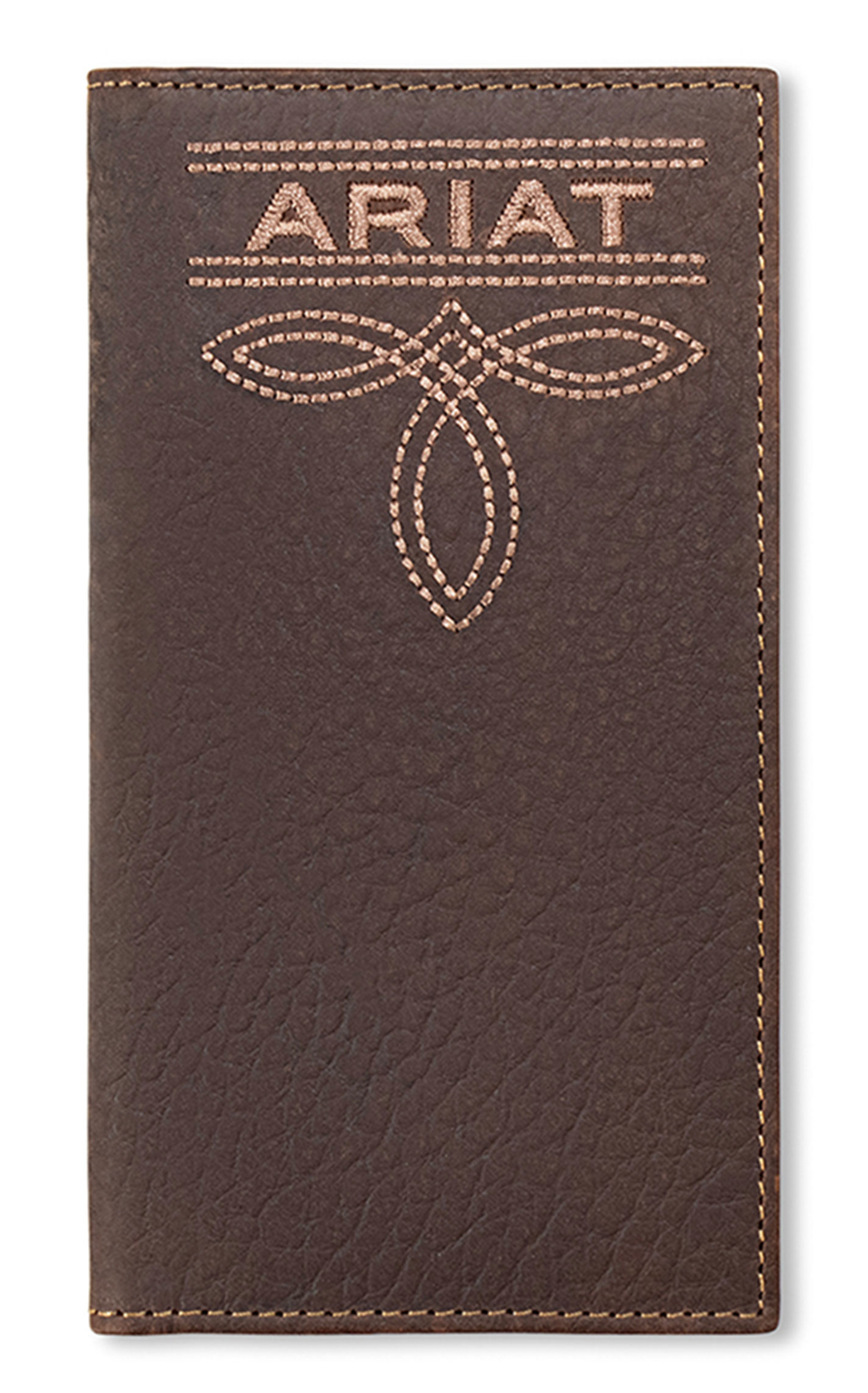 Ariat Men's Chocolate Bullhide Boot Stitch Logo Rodeo Wallet - Image 1