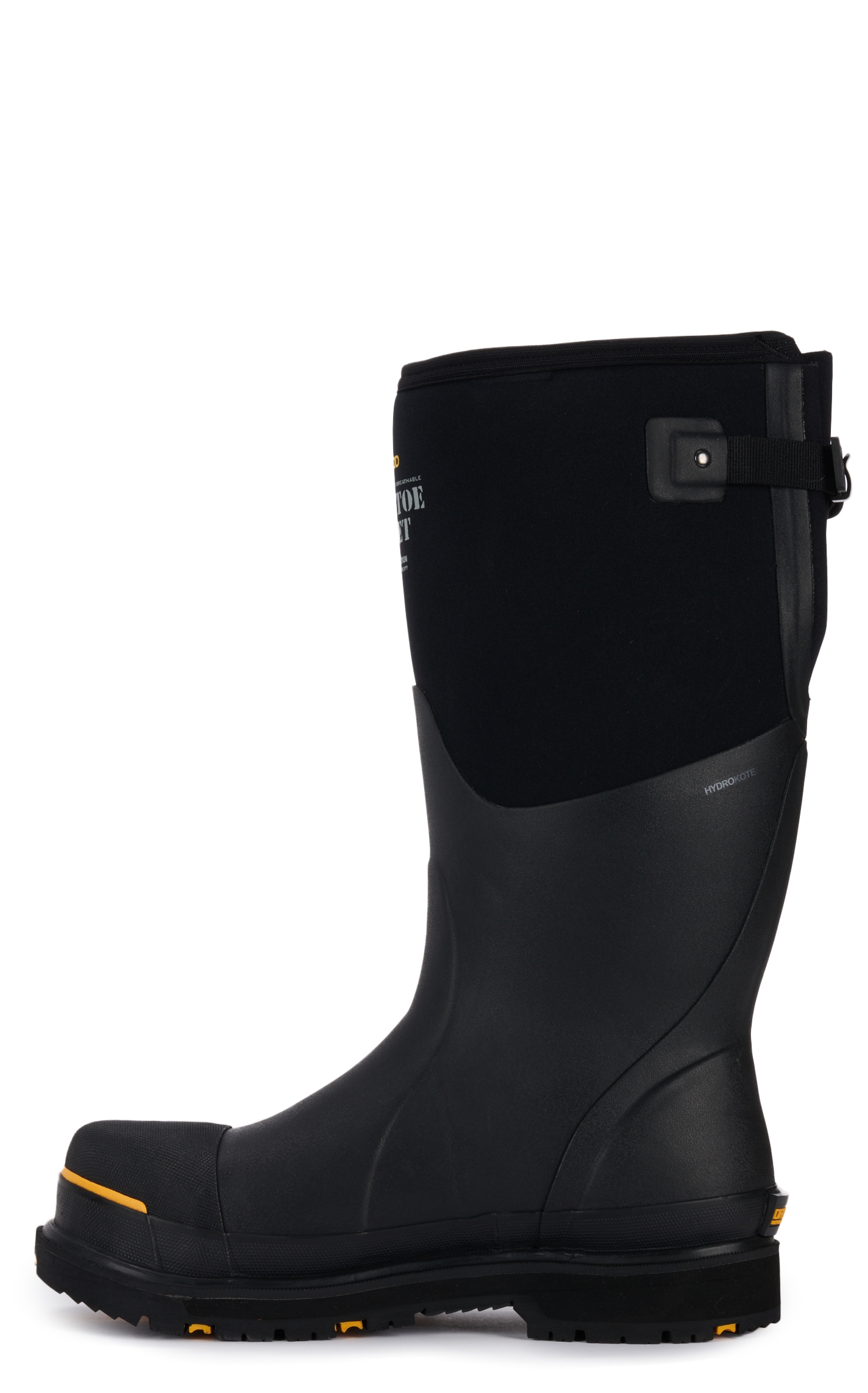 Dryshod Men's Black and Yellow Adjustable Gusset Round Steel-Toe Rubber Work Boot - Image 1