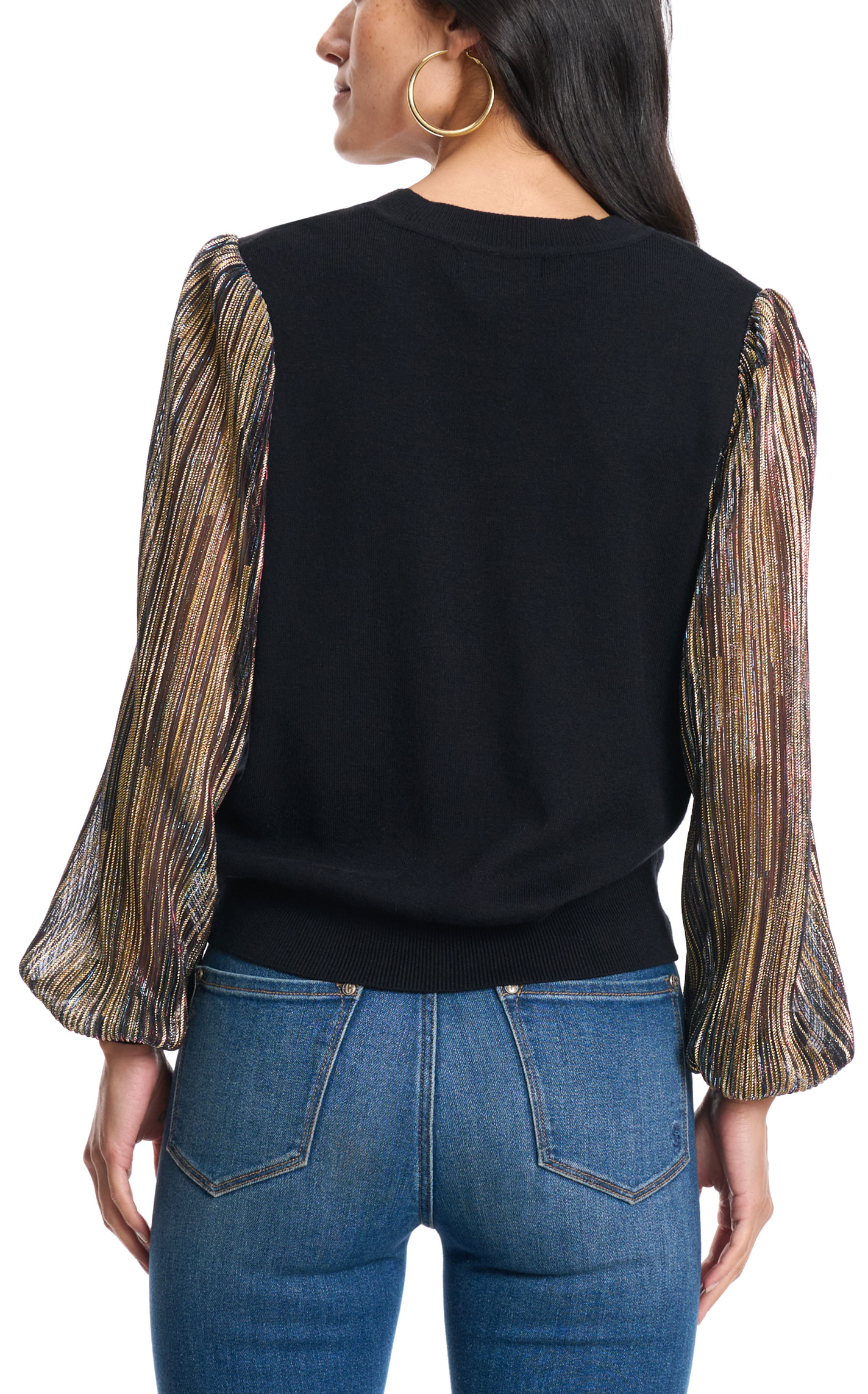 Rockin C Women's Black & Sparkling Lurex Top - Image 1