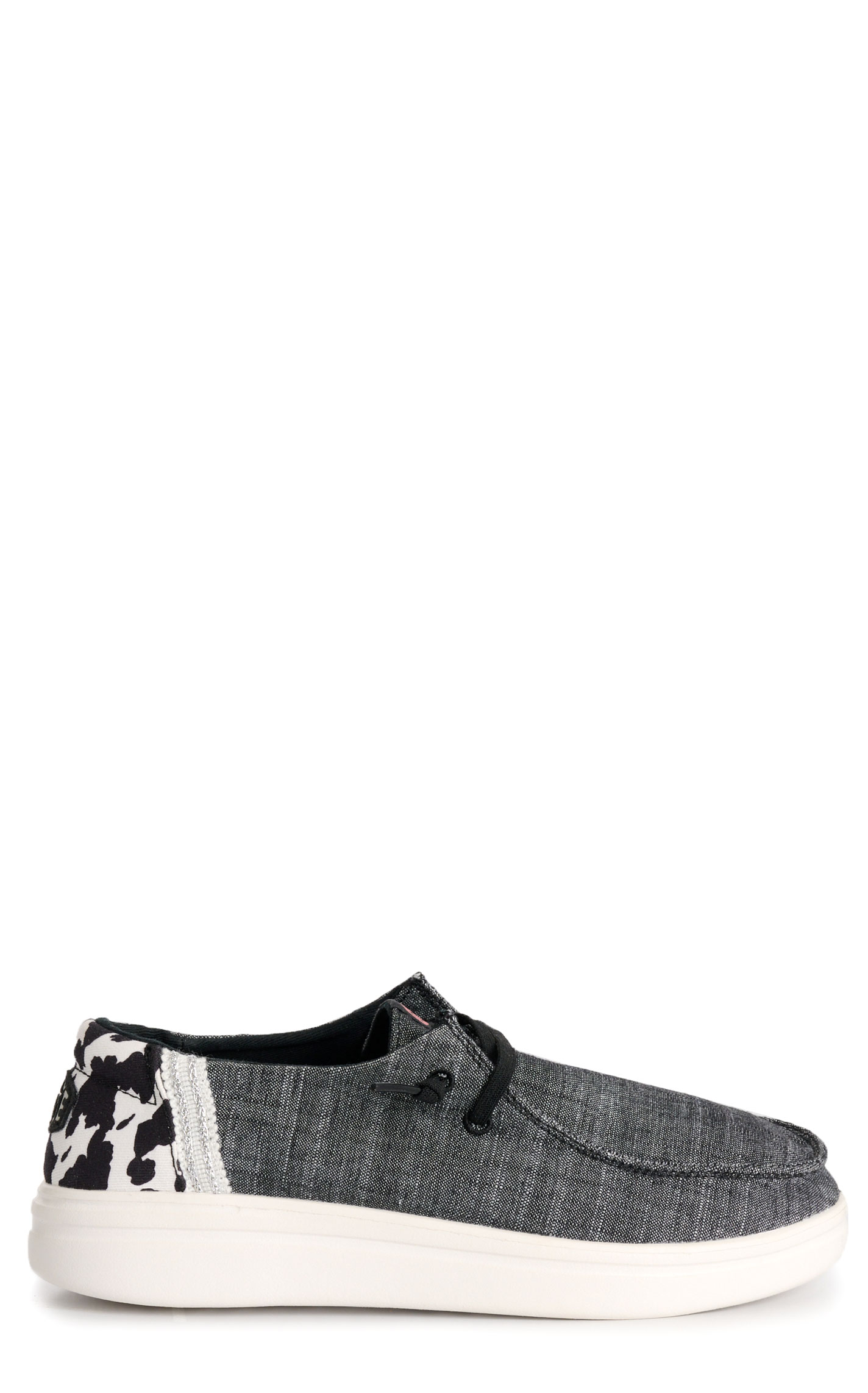Hey Dude Women's Wendy Charcoal & Cow Print Moc Toe Casual Shoes  - Image 1