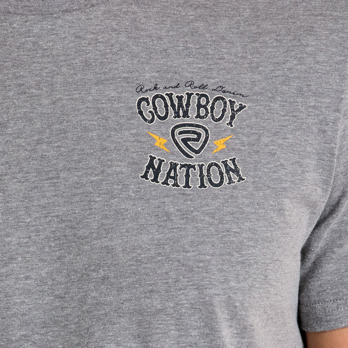 Rock & Roll Denim Men's Gray Cowboy Nation Skull Print T-Shirt - Image 1