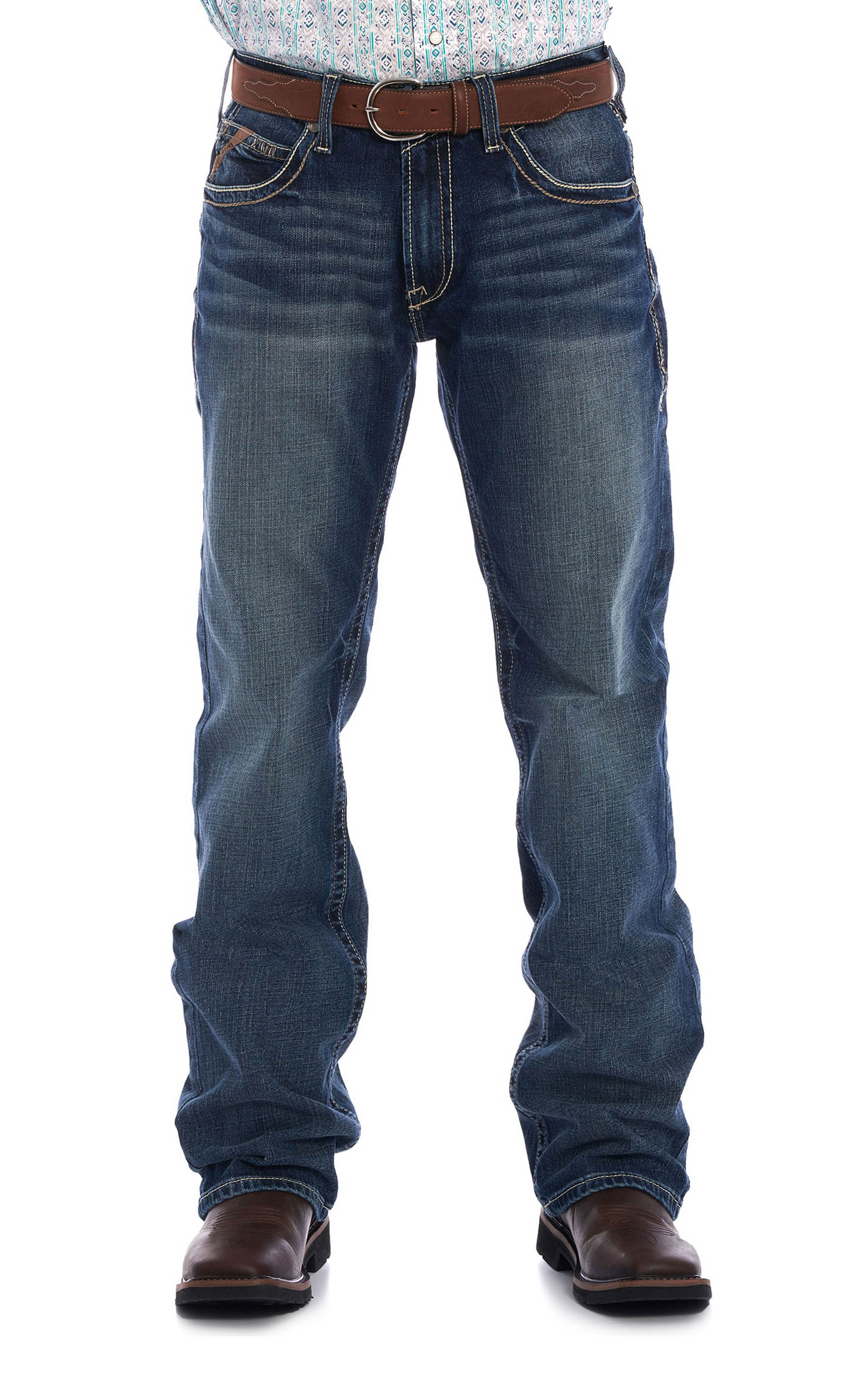 Ariat Men's M5 Medium Wash Slim Fit Straight Leg Stretch Jeans (42-44) Big & Tall Sizes - Image 1