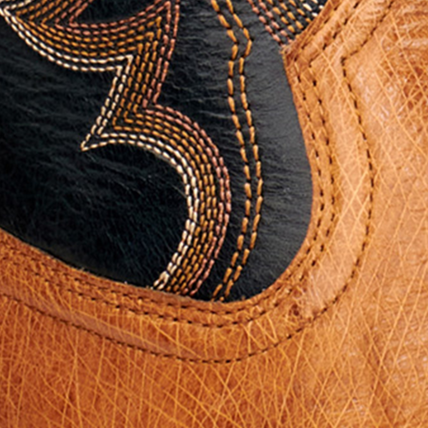 Ariat Men's Reckoning Antique Saddle Brown and Black Smooth Quill Ostrich Shock Shield Wide Square Toe Exotic Cowboy Boot - Image 1