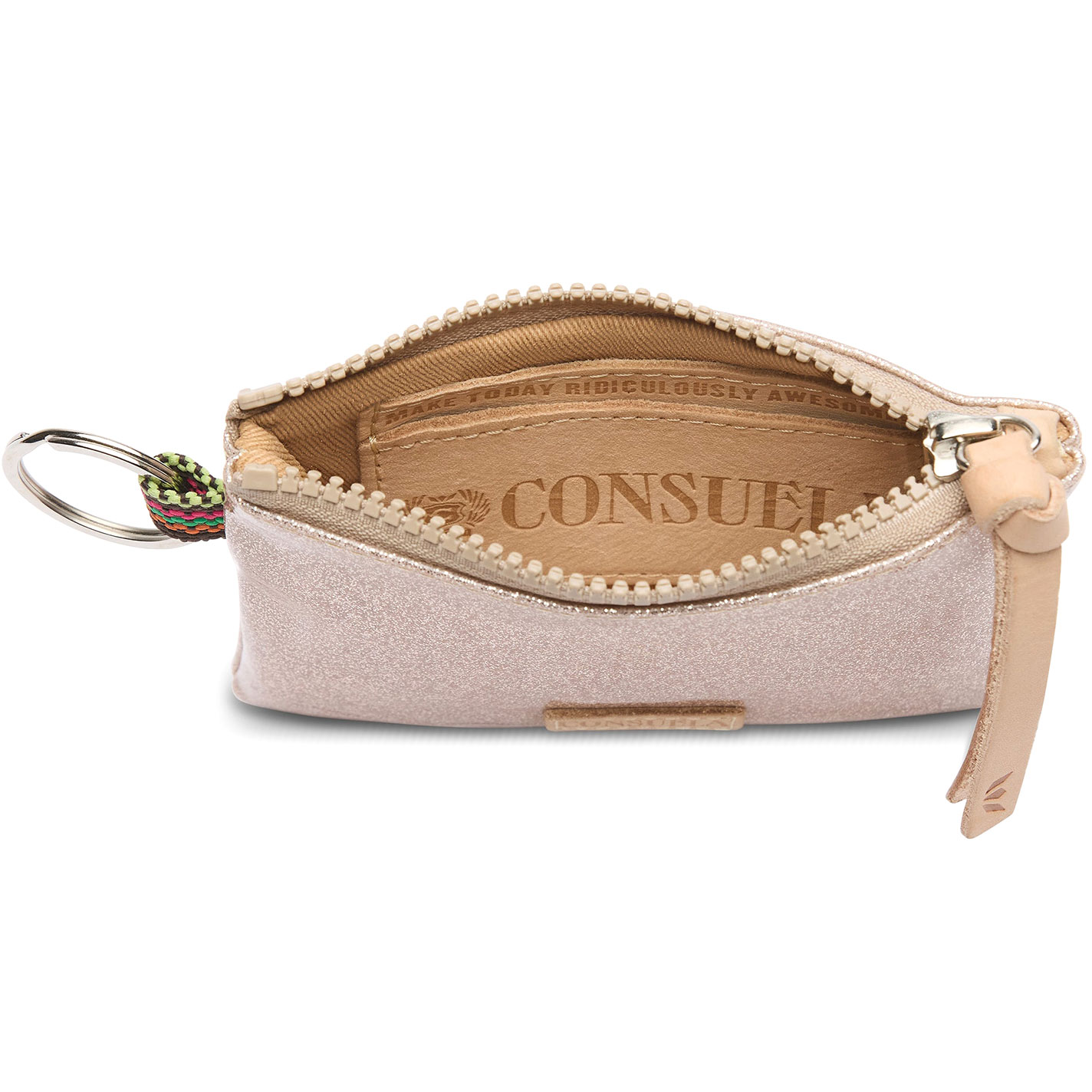 Consuela Emery Champagne Glitter Keyring Pouch Bag - Image 1