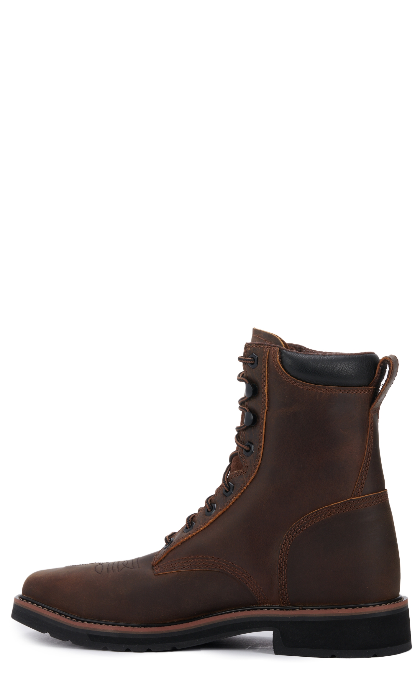 Justin Men's Stampede Pulley Rugged Brown Square Steel Toe Lace Up Work Boot - Image 1