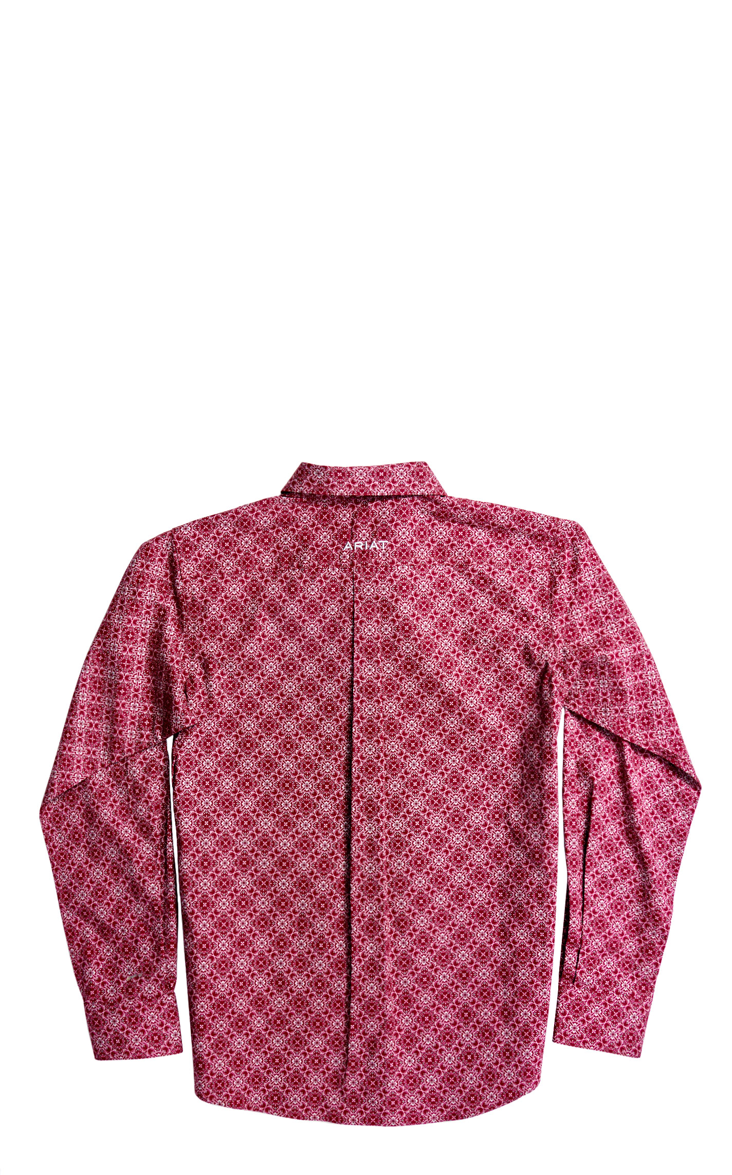 Ariat Boy's Wayatt Wine Gray & White Geo Print Western Shirt - Image 1