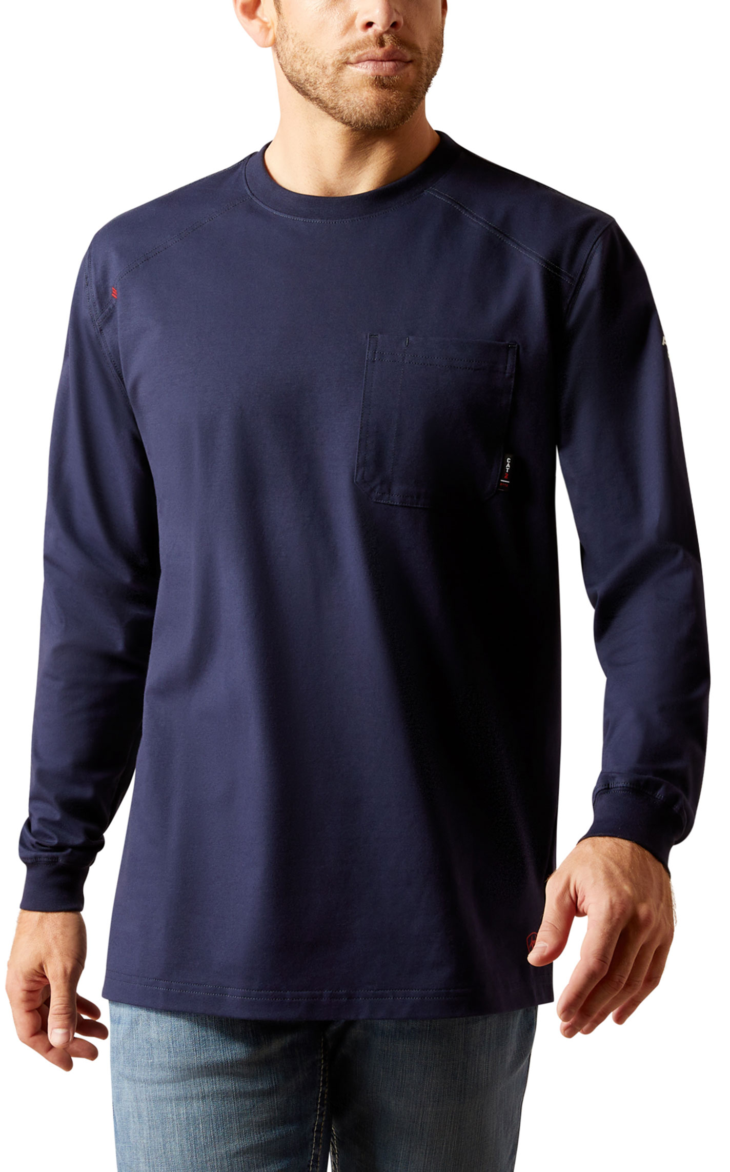 Ariat Men's FR Pima Navy Work T-Shirt - Image 1