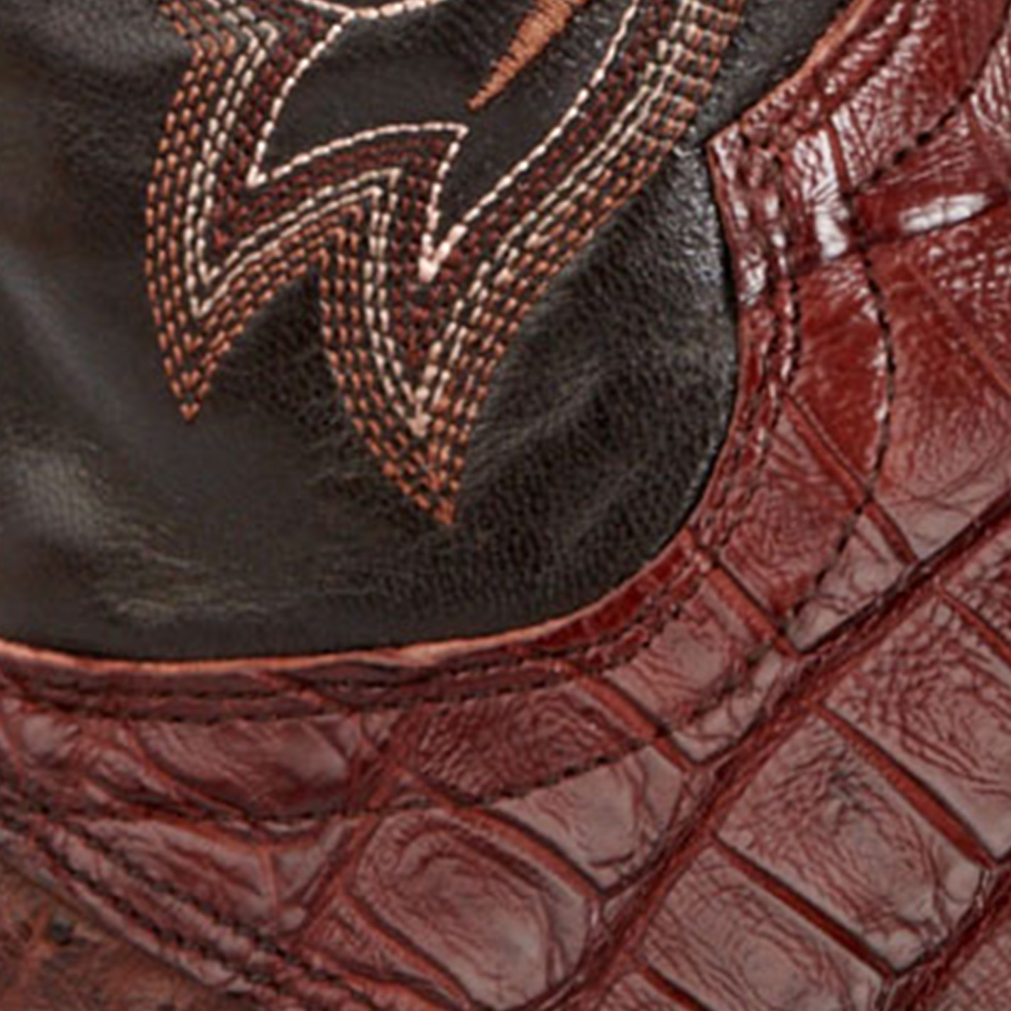 Lucchese Men's Douglas Dark Brown and Barrel Brown Caiman and Ostrich Exotic Cowboy Boots - Image 1