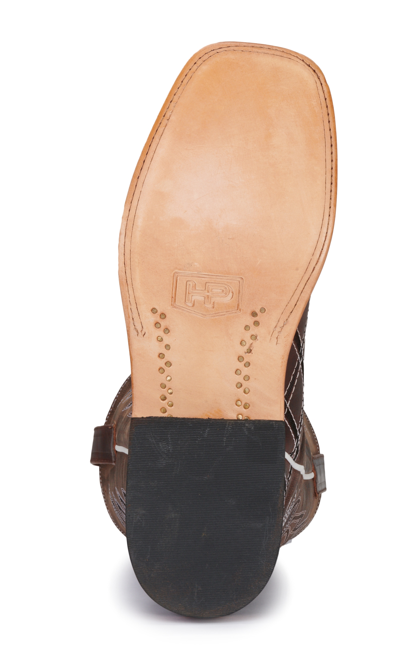 Anderson Bean Men's Horse Power Distressed Brown with Moka Zigzag Patchwork Square Toe Cowboy Boots - Image 1