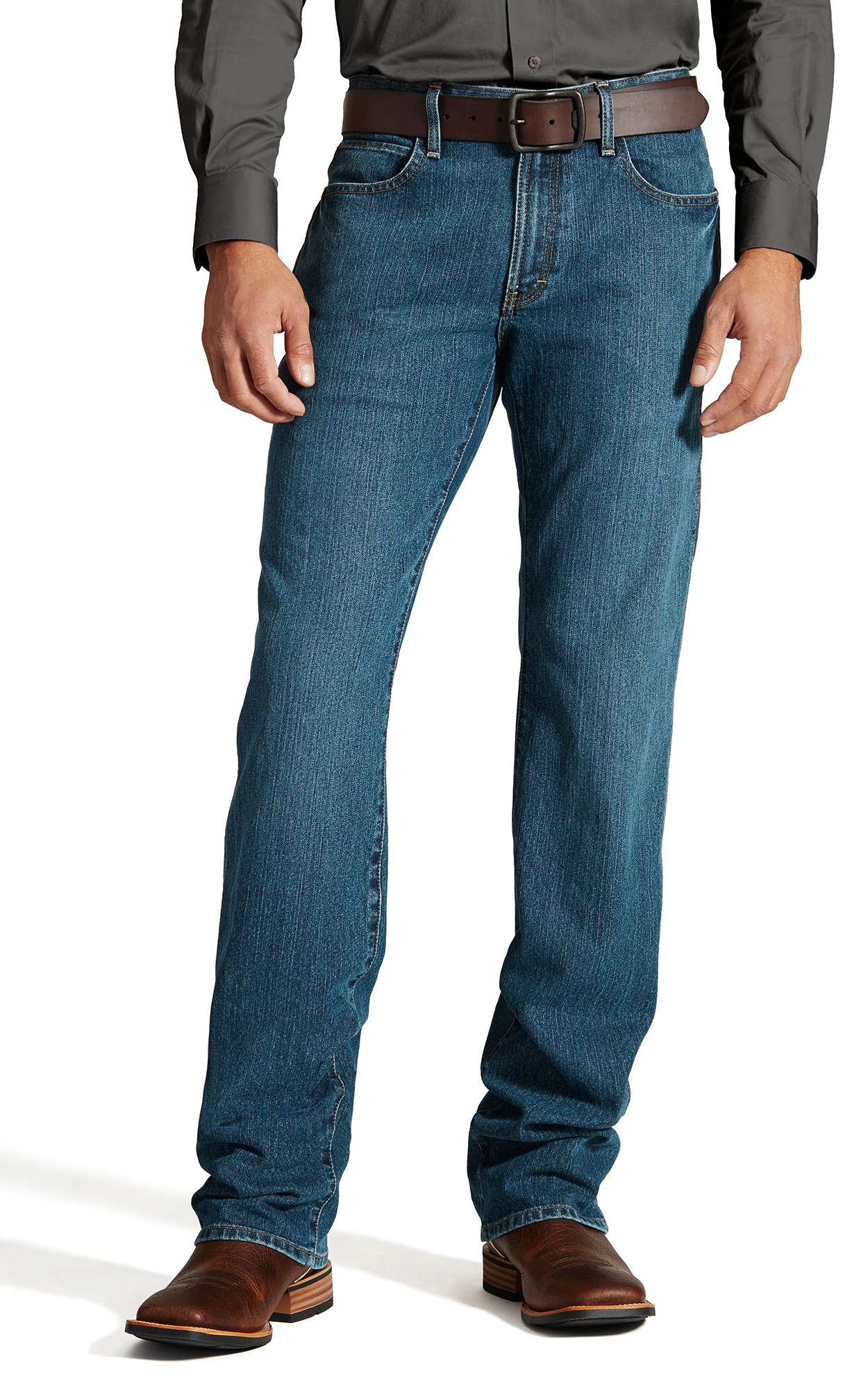 Ariat Men's Rebar Stone Wash Open Pocket Low Rise Boot Cut Stretch Work Jeans - Image 1