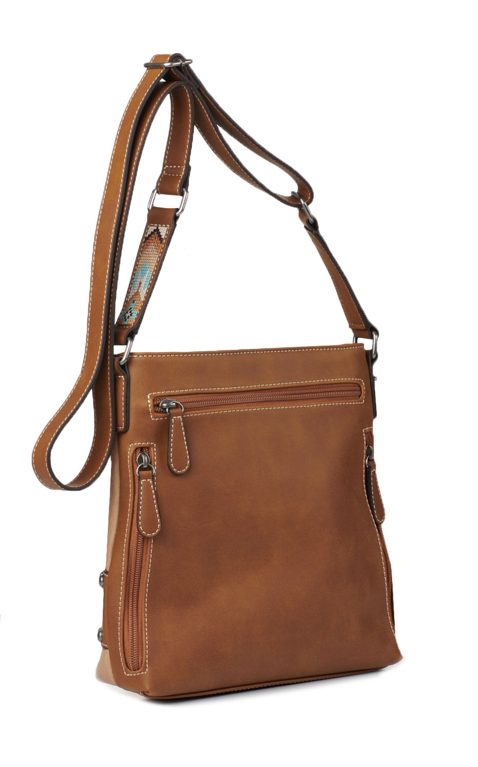 Nocona Carmen Tan with Southwest Stitching and Conchos Concealed Carry Crossbody Handbag - Image 1