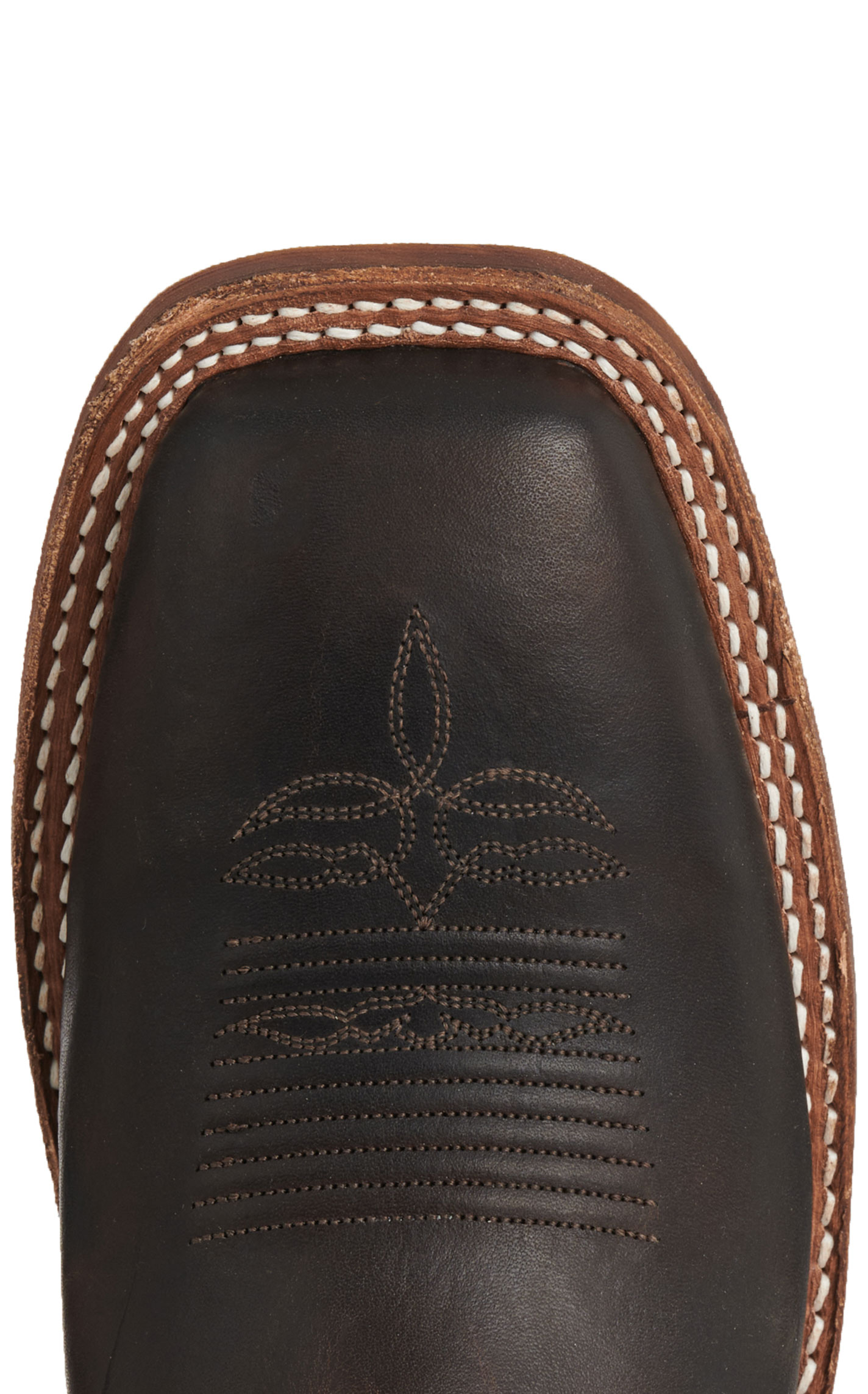 Justin Men’s Chocolate Brown & Silver Blue Bender Wide Square Toe Cowboy Boots - Image 1