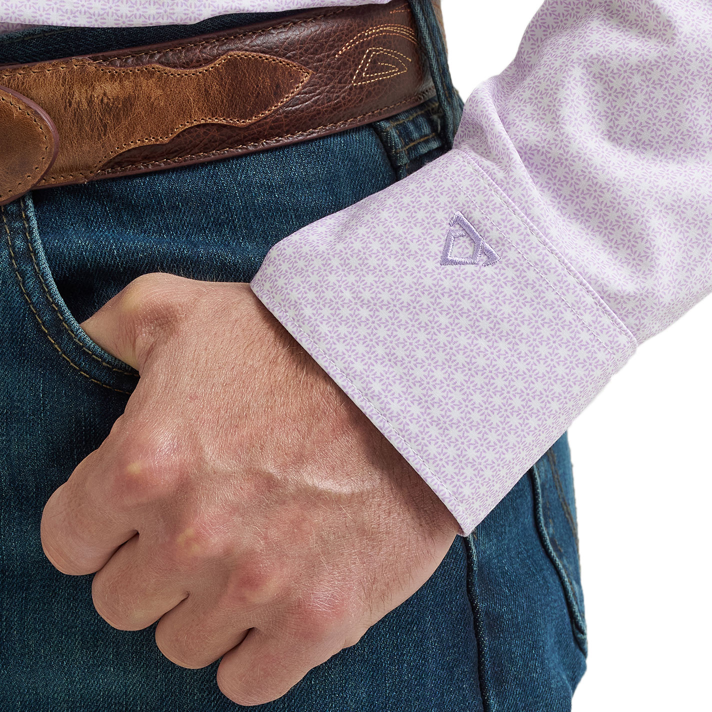 Wrangler Cody Johnson Men's Lilac Geo Print Western Shirt - Image 1