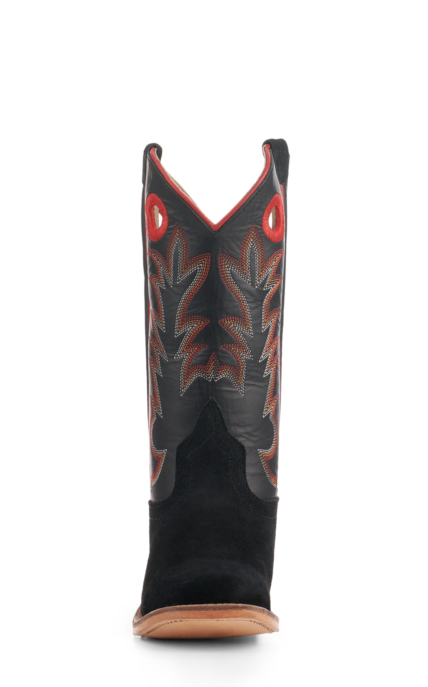 Old West Kids' Black with Black Suede Square Toe Cowboy Boots - Image 1
