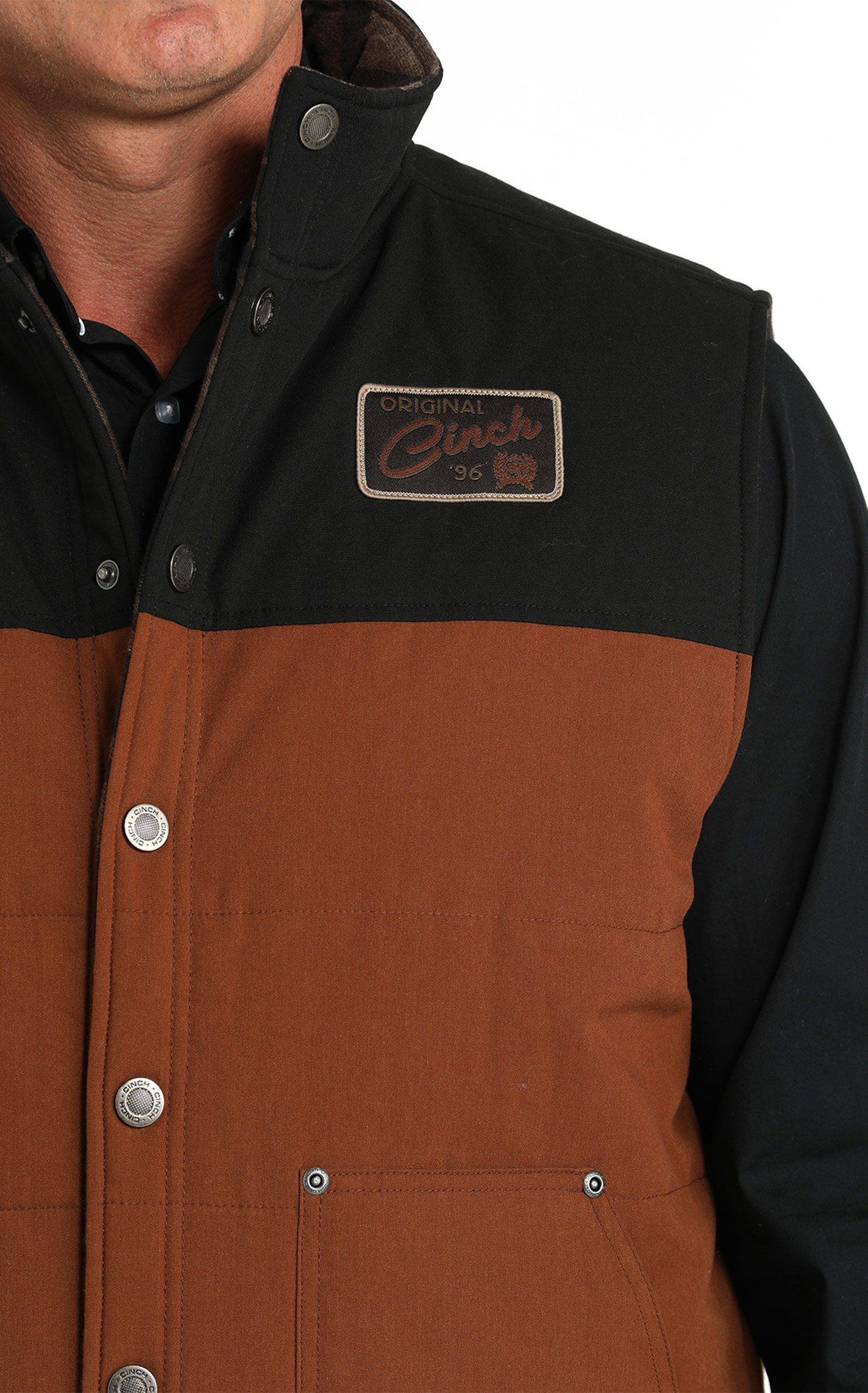 Cinch Men's Black & Redwood Insulated Reversible Vest - Image 1