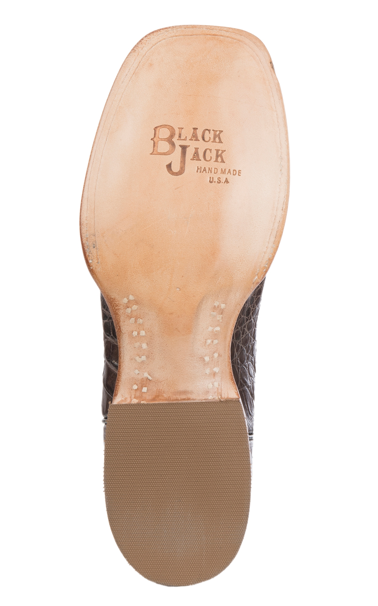 Black Jack Men's Burnished Chocolate Caiman Hornback Wide Square Toe Exotic Cowboy Boots - Image 1