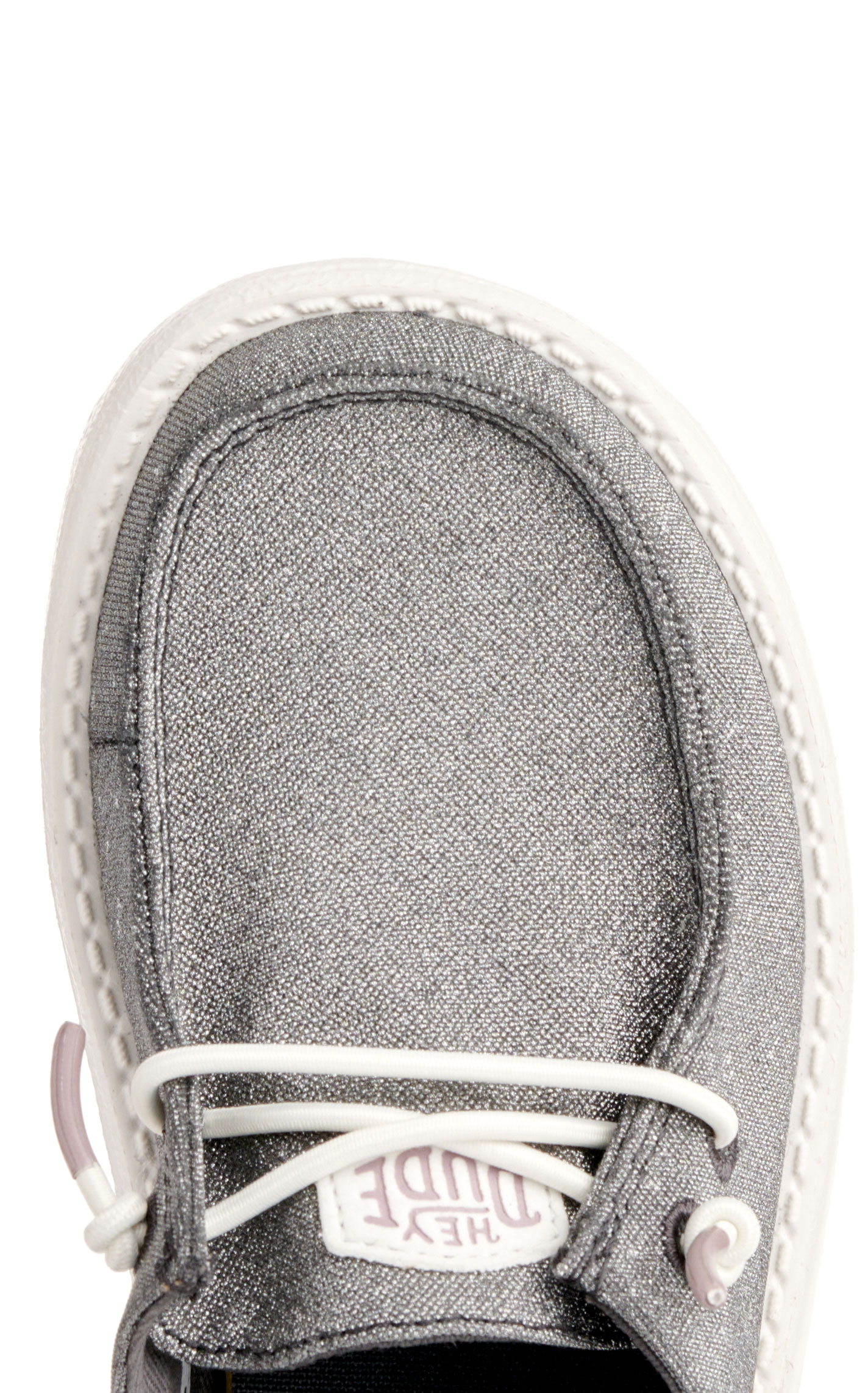 Hey Dude Youth Girls' Wendy Metallic Sparkle Charcoal Moc Toe Lace Up Casual Shoes - Image 1