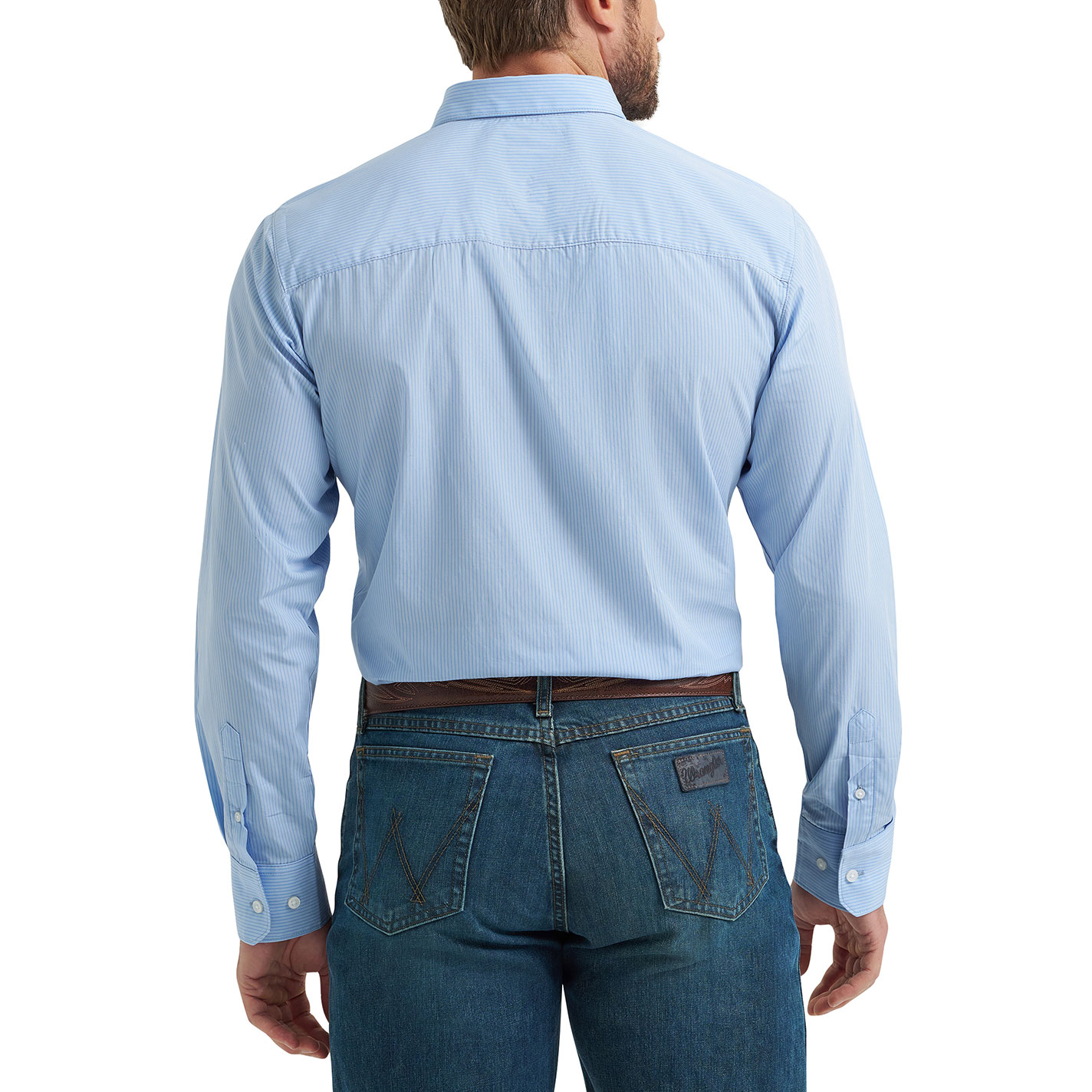 Wrangler Cody Johnson Men's Light Blue Stripe Western Shirt - Image 1
