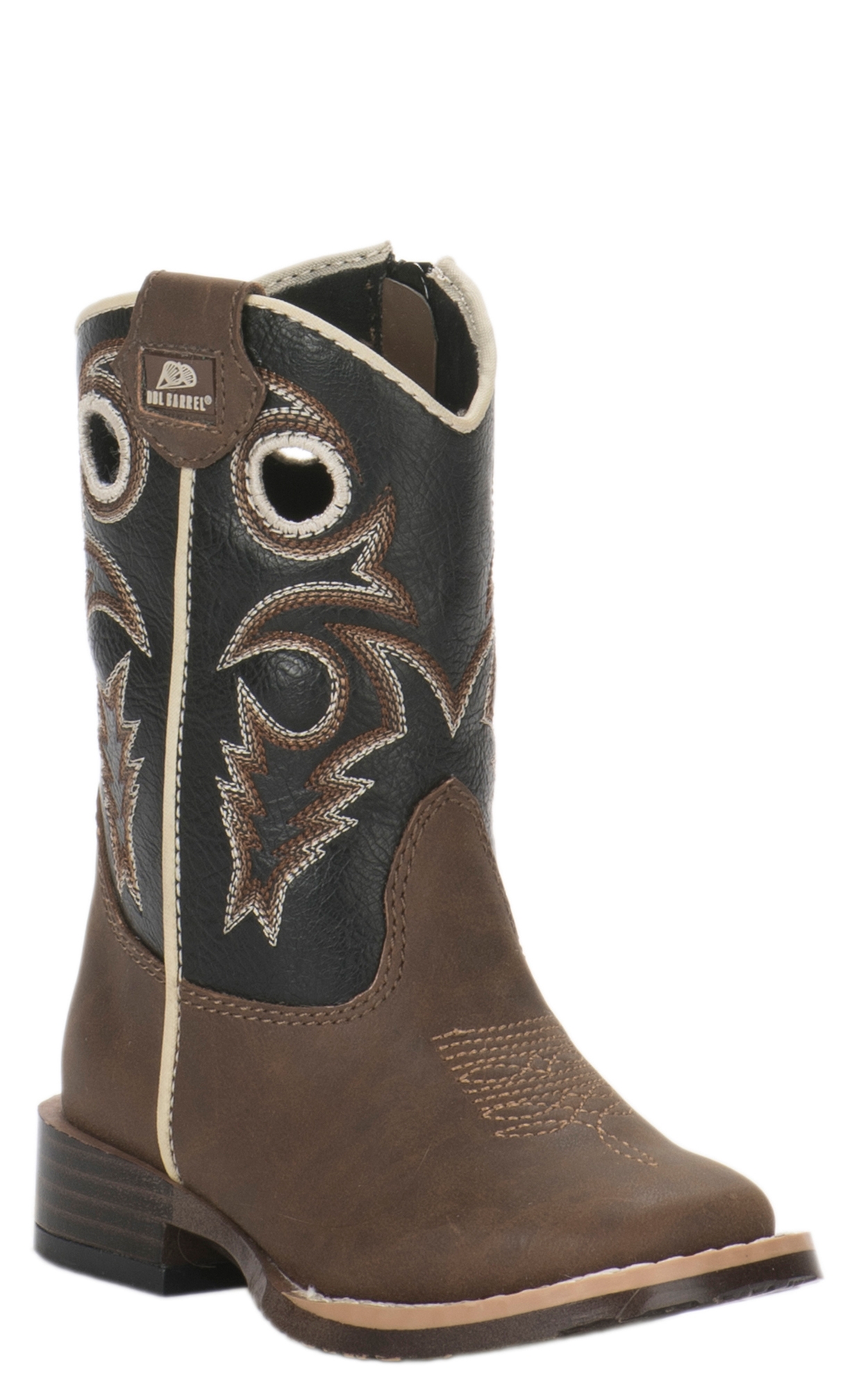 Double Barrel Toddler Brown and Black Square Toe Boots - Image 1