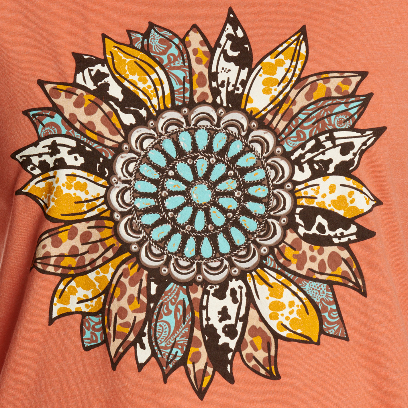 Lulu Mac Women's Concho Sunflower Burnt Orange Graphic T-Shirt - Image 1