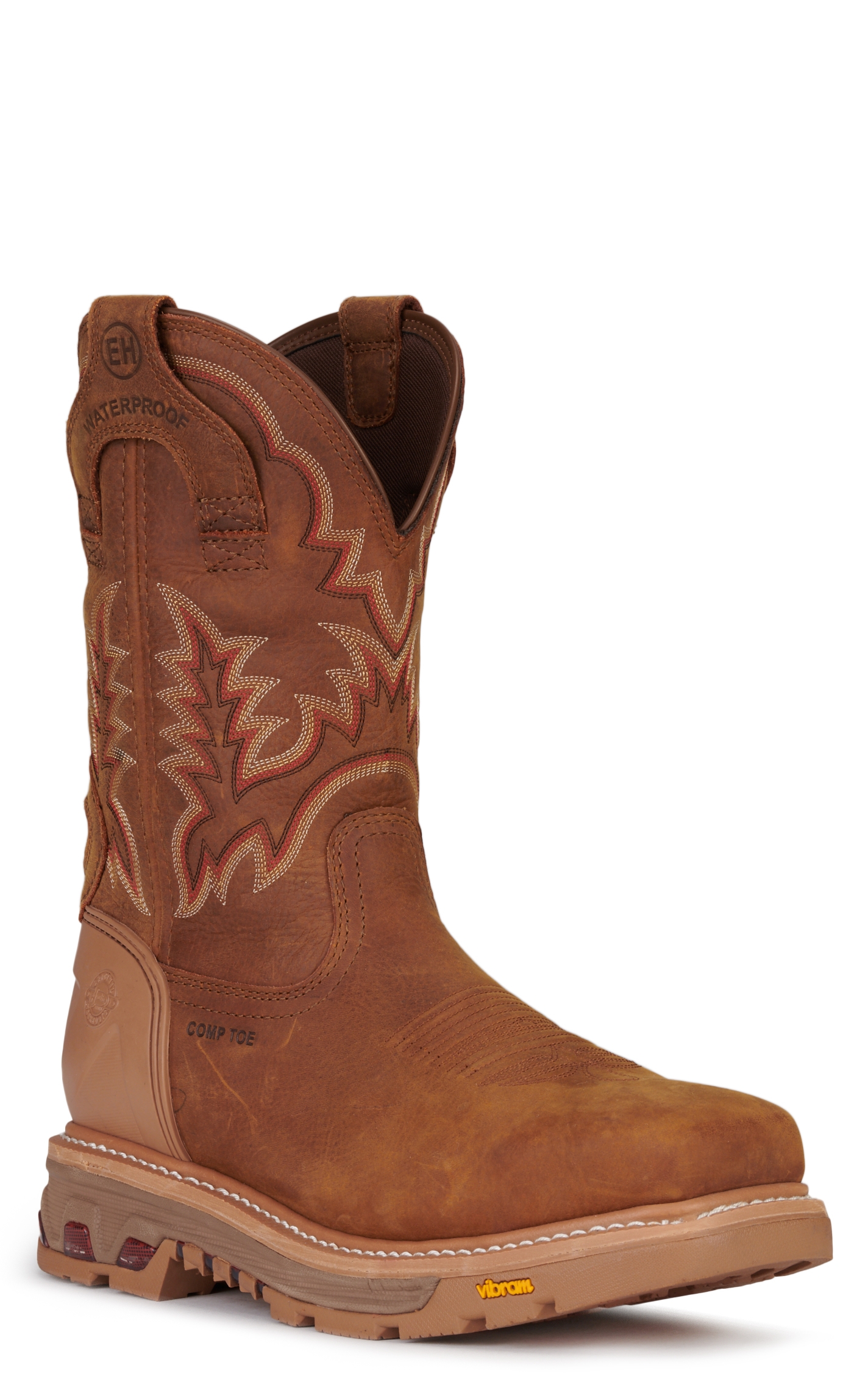 Justin Men's Montana Rust Brown Wide Square Nano Composite Toe Work Boots - Image 1