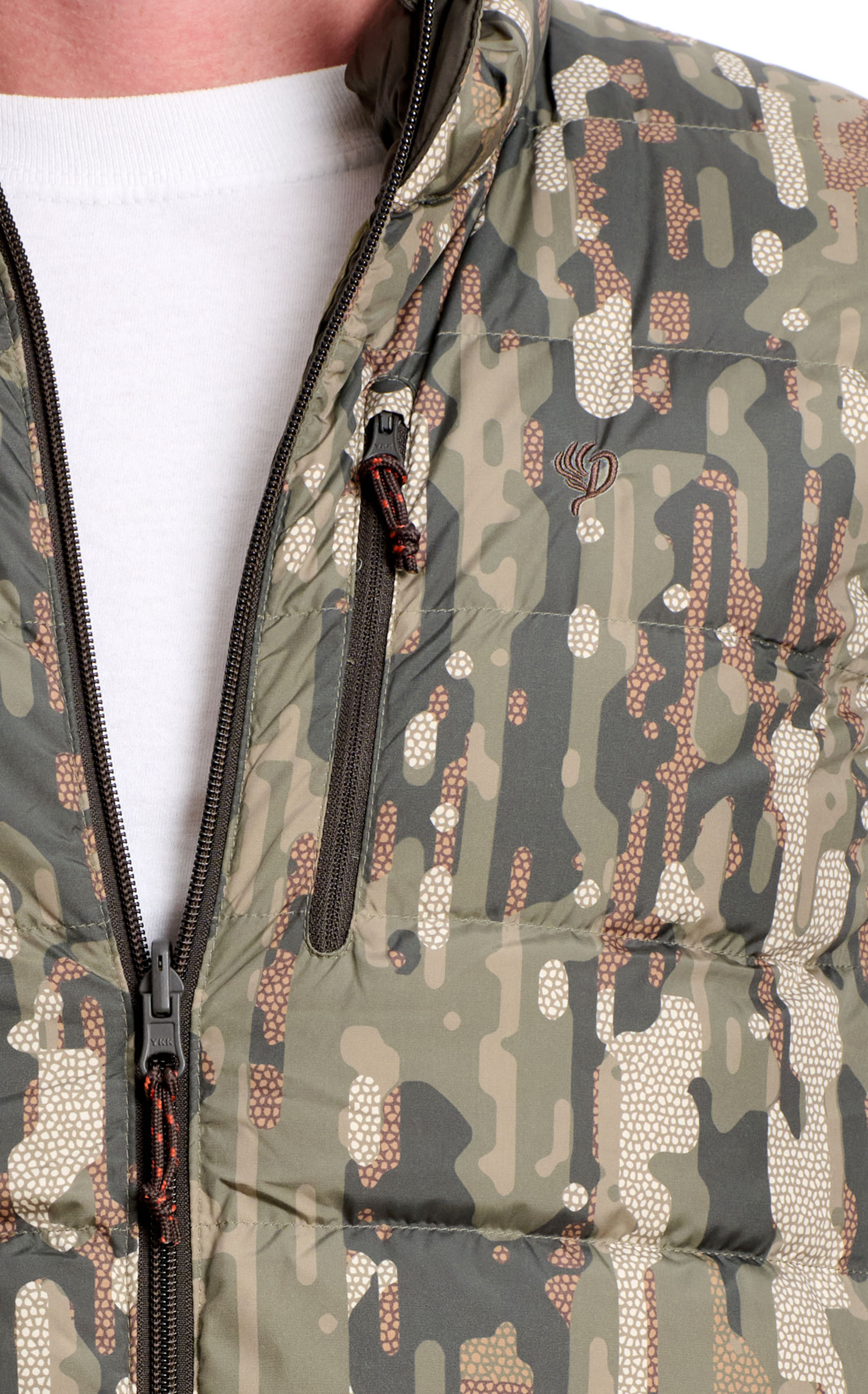 Duck Camp Men's Raven Camo Reversible Dry-Down Vest - Image 1