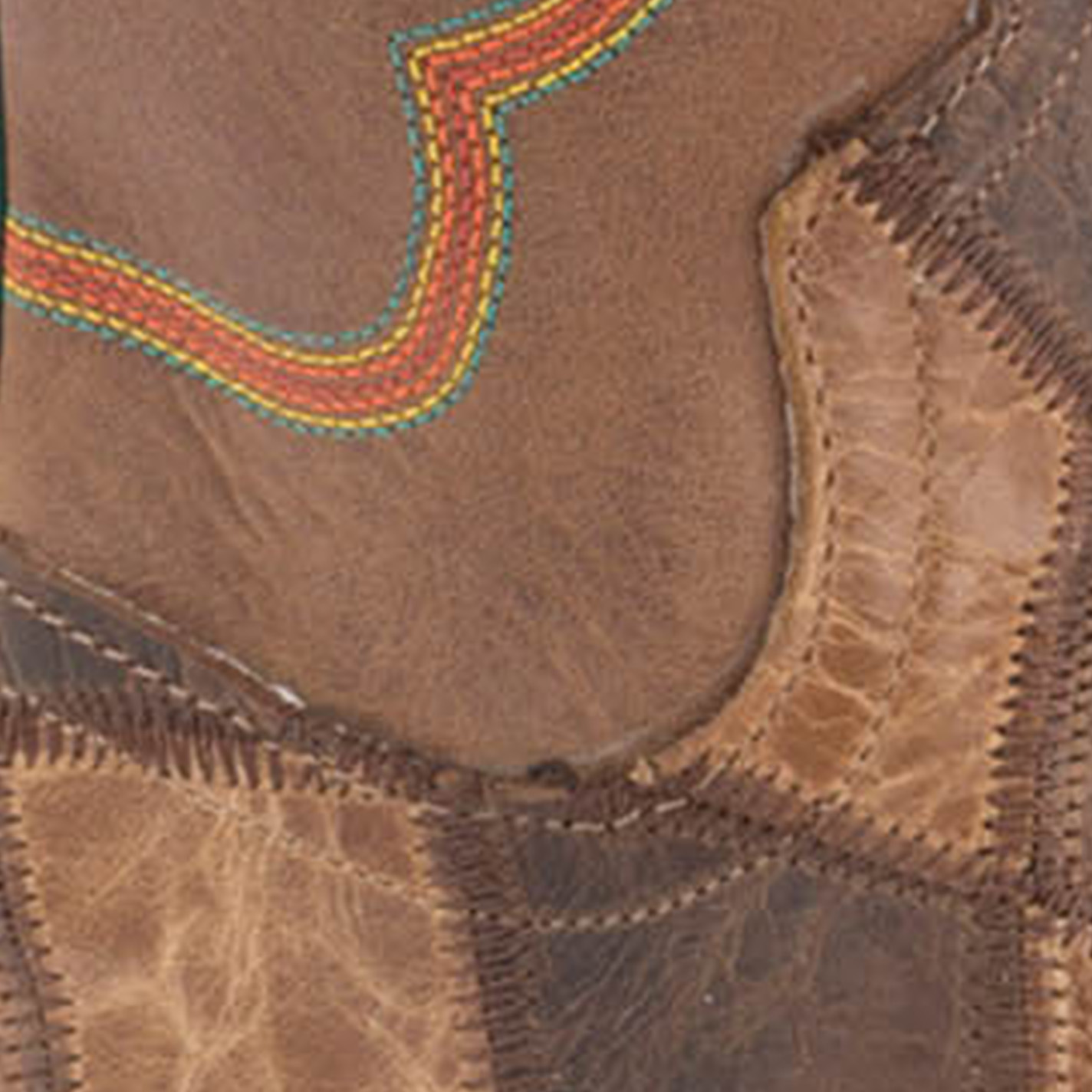Anderson Bean Men's Crazy Train Brown Patchwork Wide Square Toe Boots - Image 1