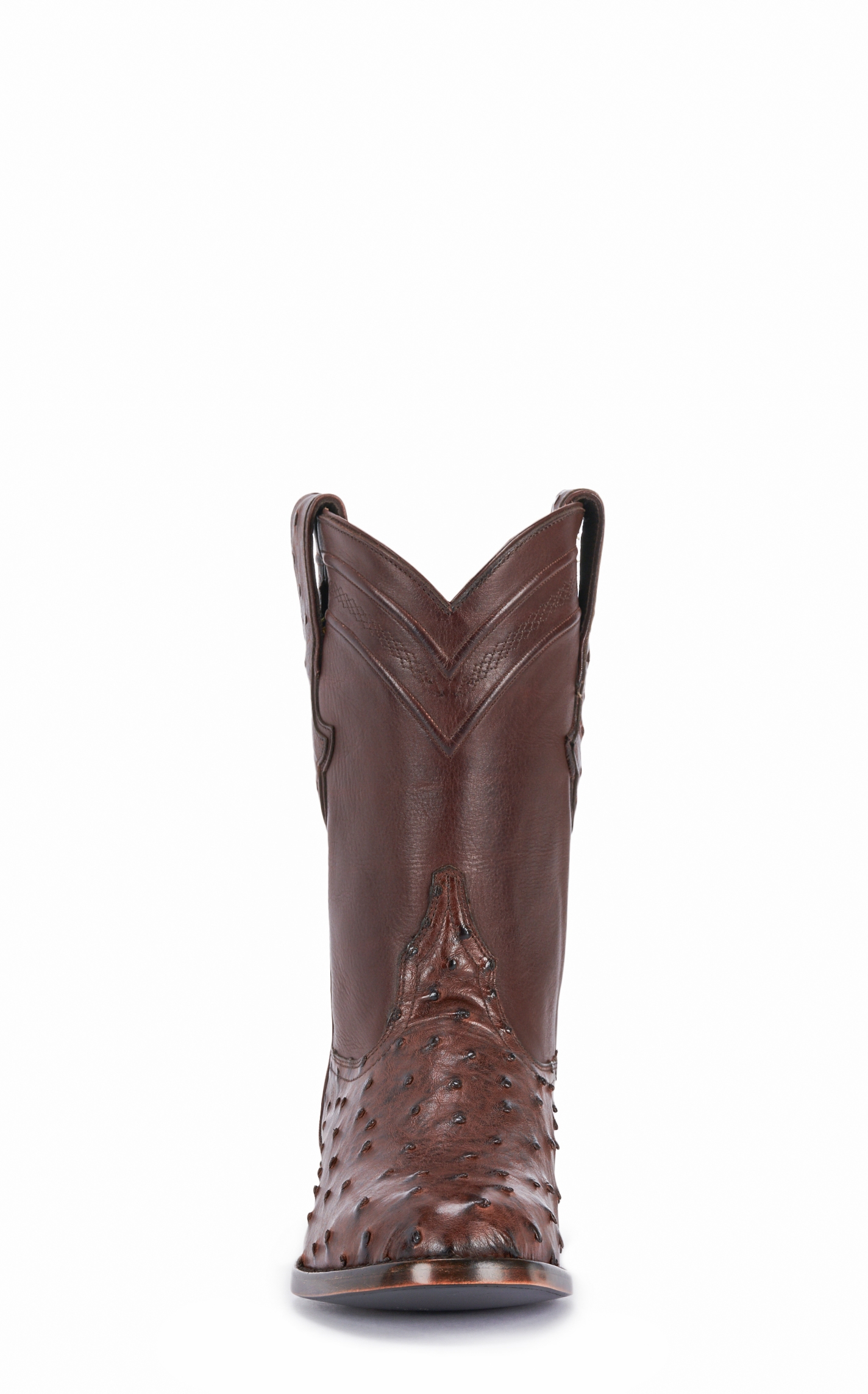 JRC & Sons Men's Miguel Full Quill Ostrich Round Toe Exotic Roper Boot in Tobacco - Image 1