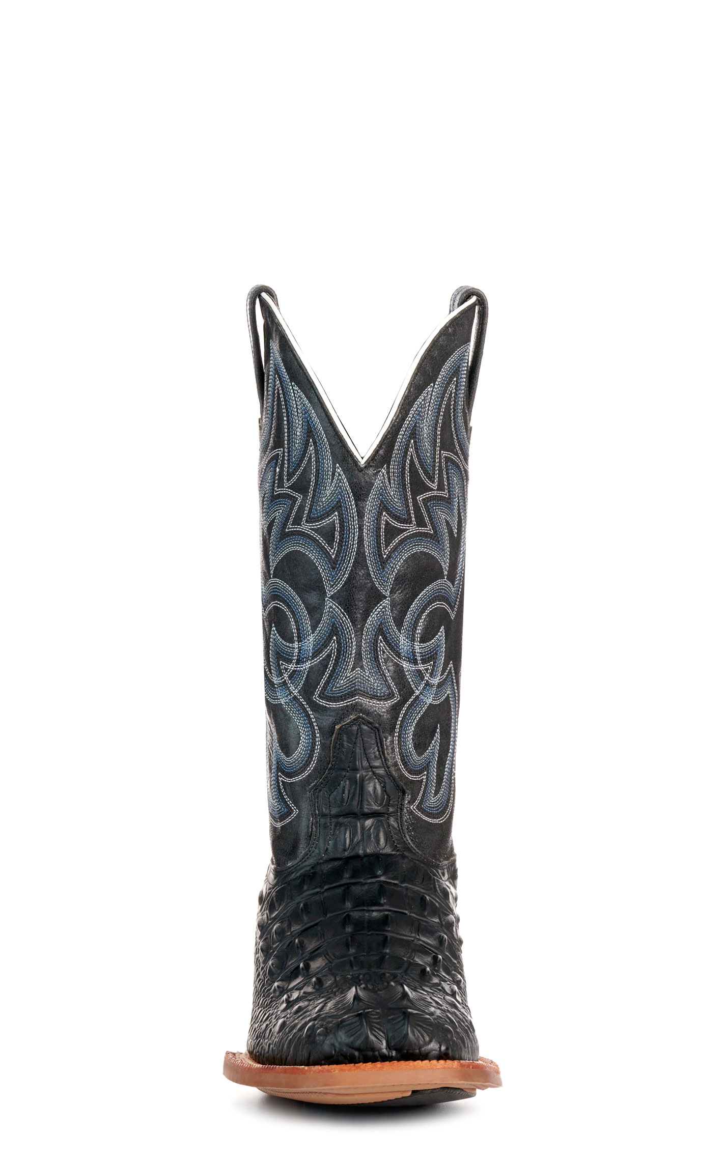 Cavender's Men's Intrepid Black Hornback Alligator Print and Gray Wide Square Toe Cowboy Boot - Image 1
