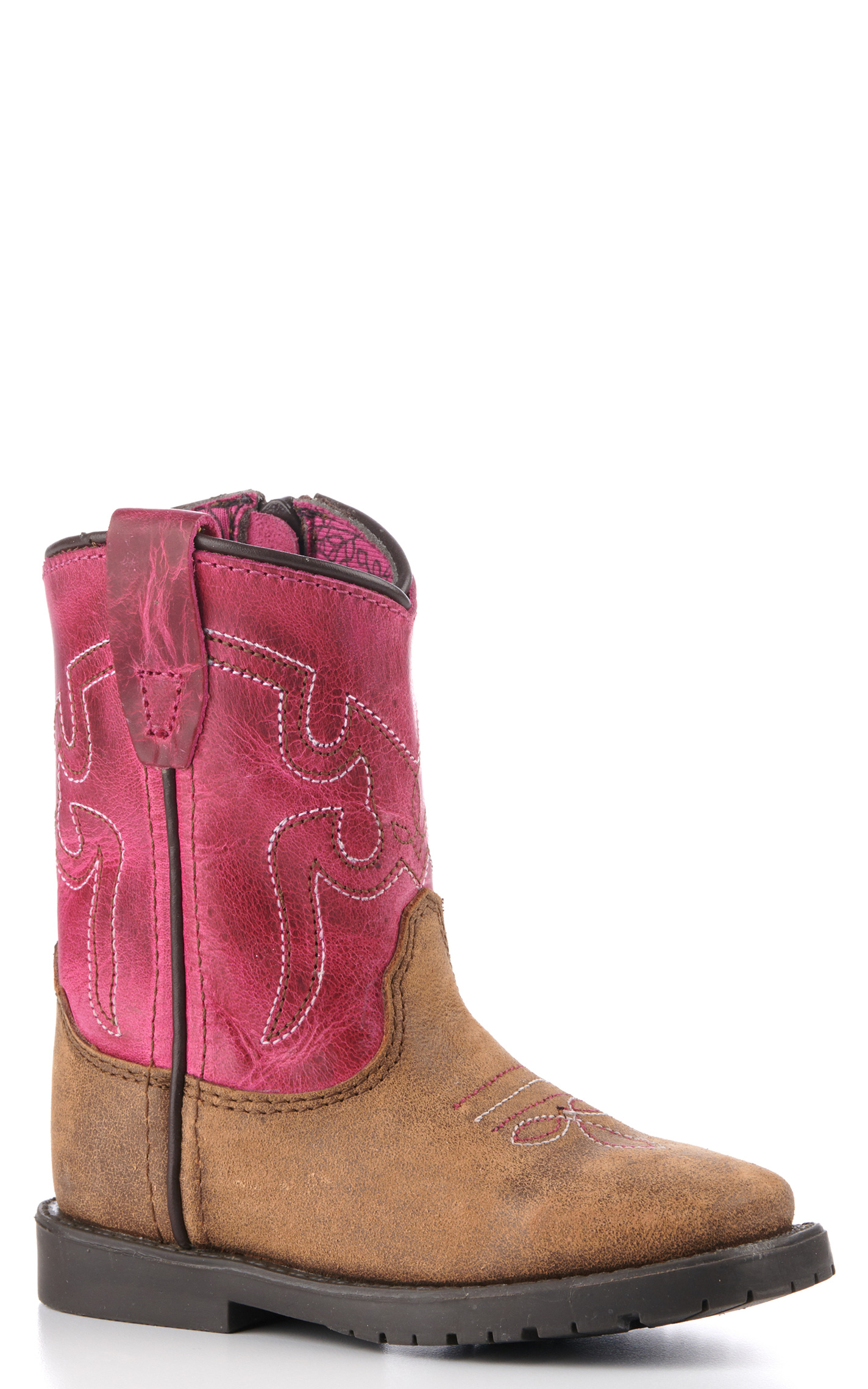 Smoky Mountain Toddler Vintage Brown and Pink Square Toe Cowboy Boots - Image 1