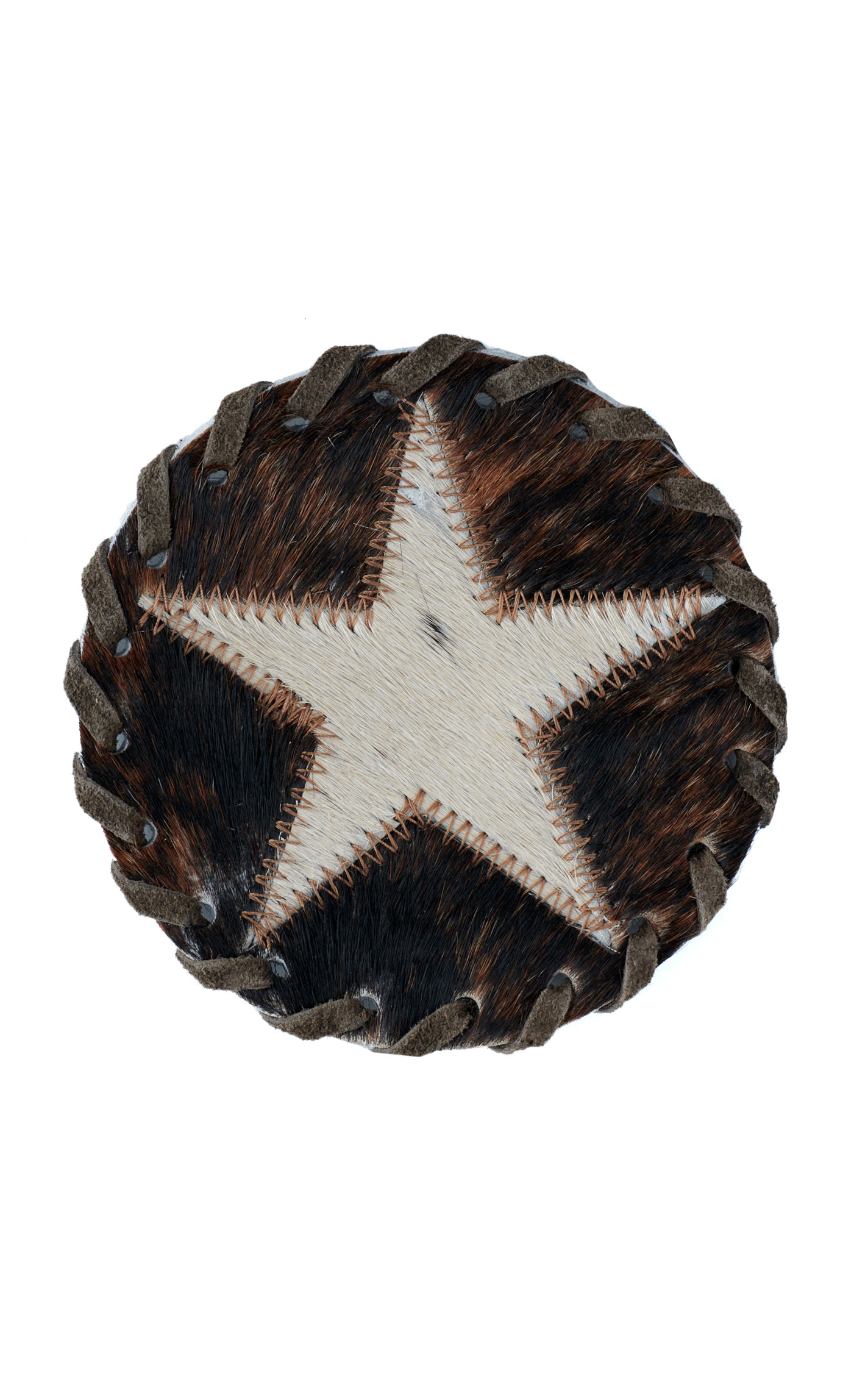 Texas Products Cream & Chocolate Hair on Hide Star Coaster - Image 1