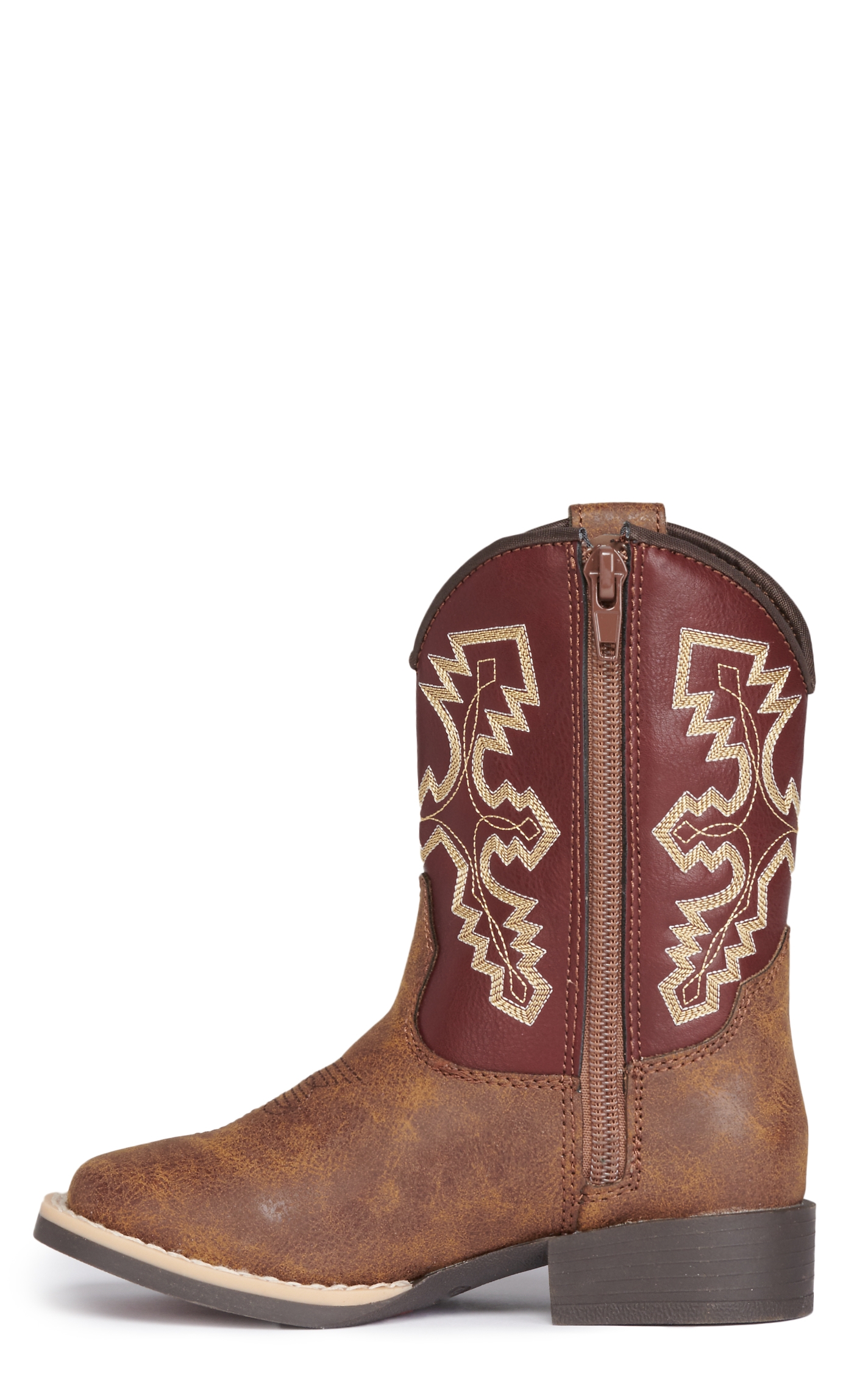 Twister Toddlers' Blake Burgundy and Brown Square Toe Cowboy Boots - Image 1