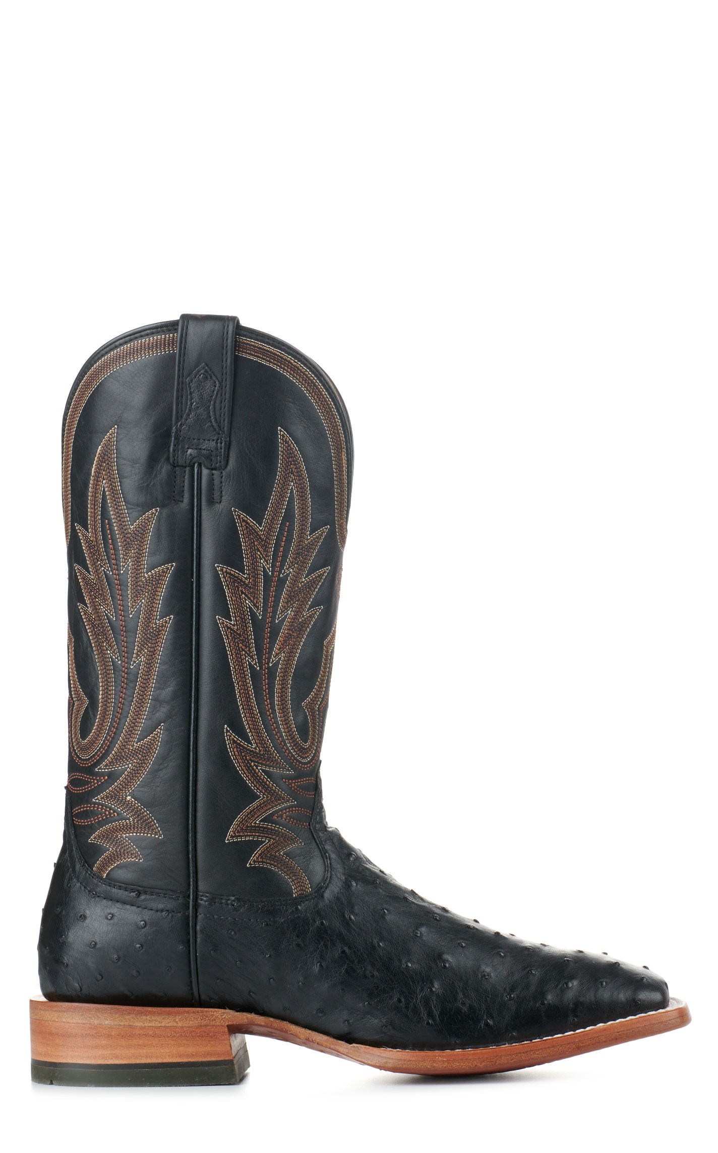 Ariat Men's Showboat Black TekStep Full Quill Ostrich Wide Square Toe Exotic Cowboy Boots - Image 1