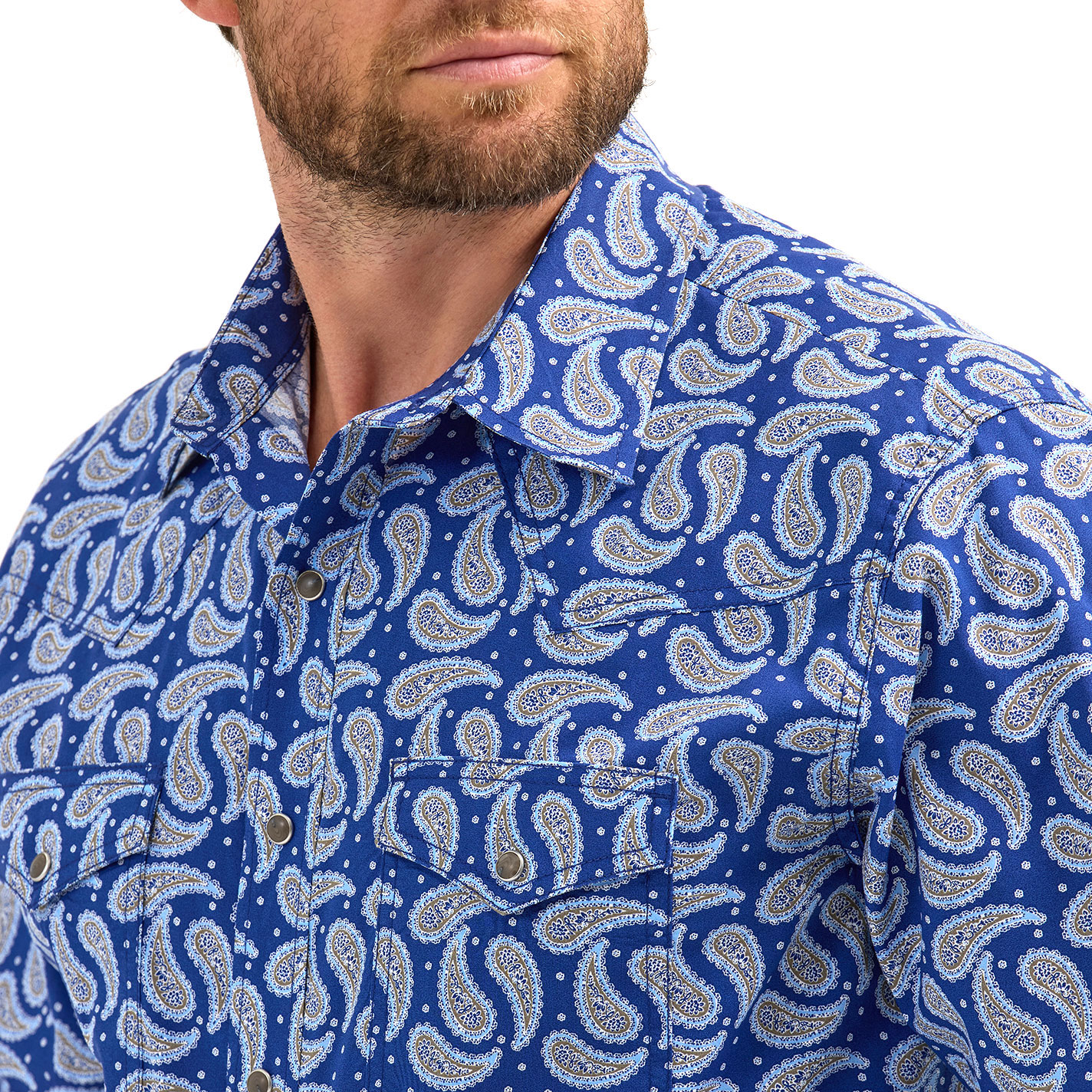 Wrangler Men's 20X Royal Blue Paisley Western Shirt - Image 1