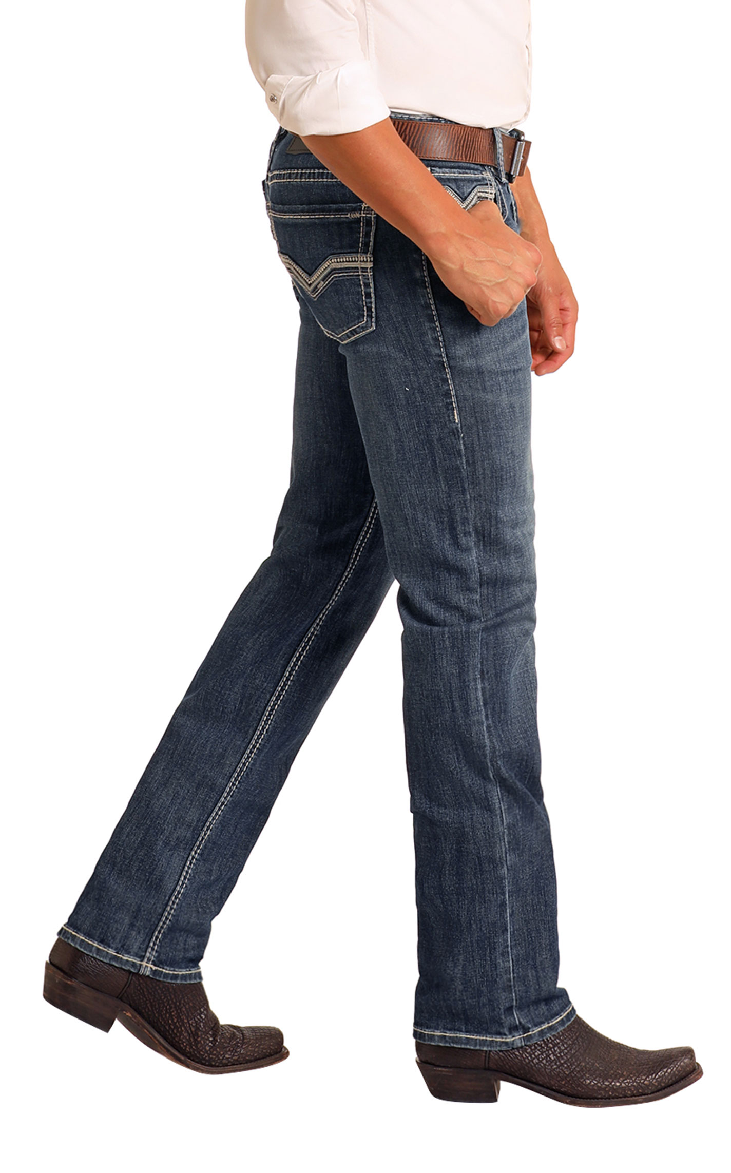 Rock & Roll Denim Men's Medium Wash Slim Straight Leg Jeans - Image 1