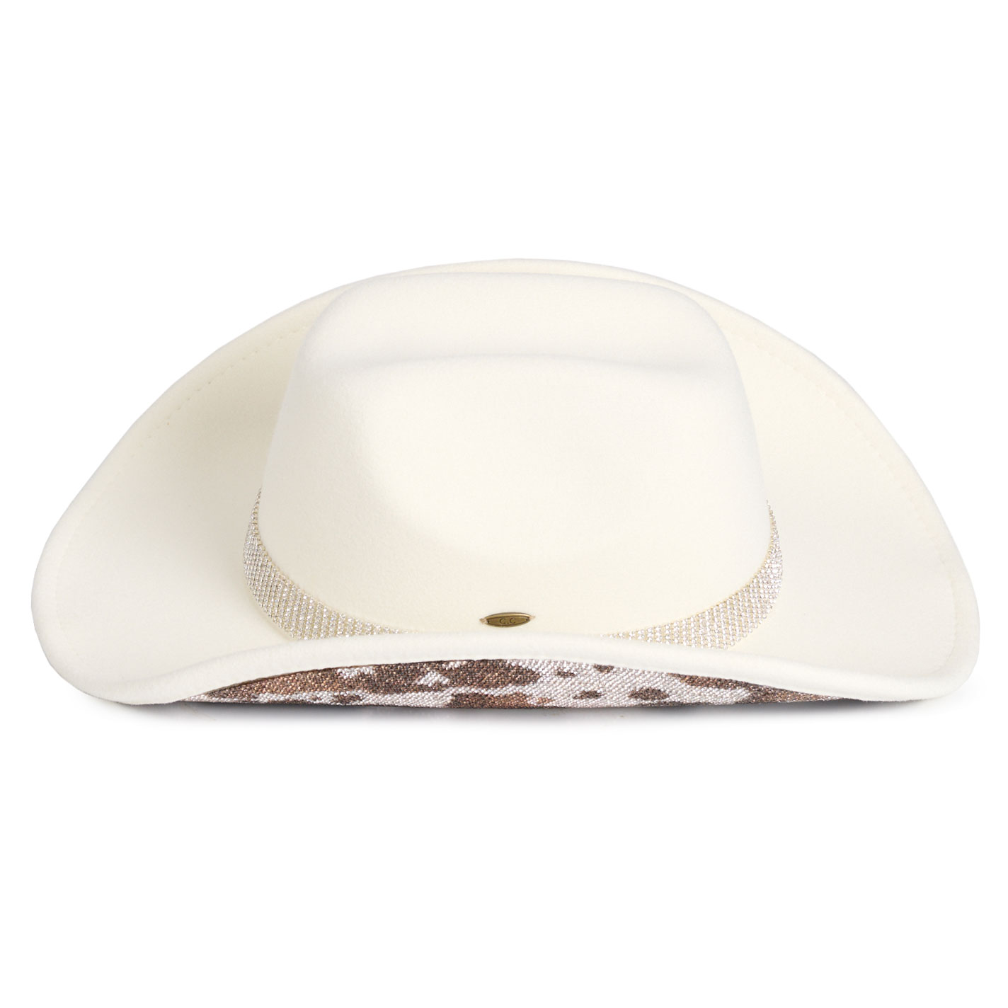 Girlie Girl Originals Women's Ivory & Cow Print Bling Wool Cowboy Hat - Image 3