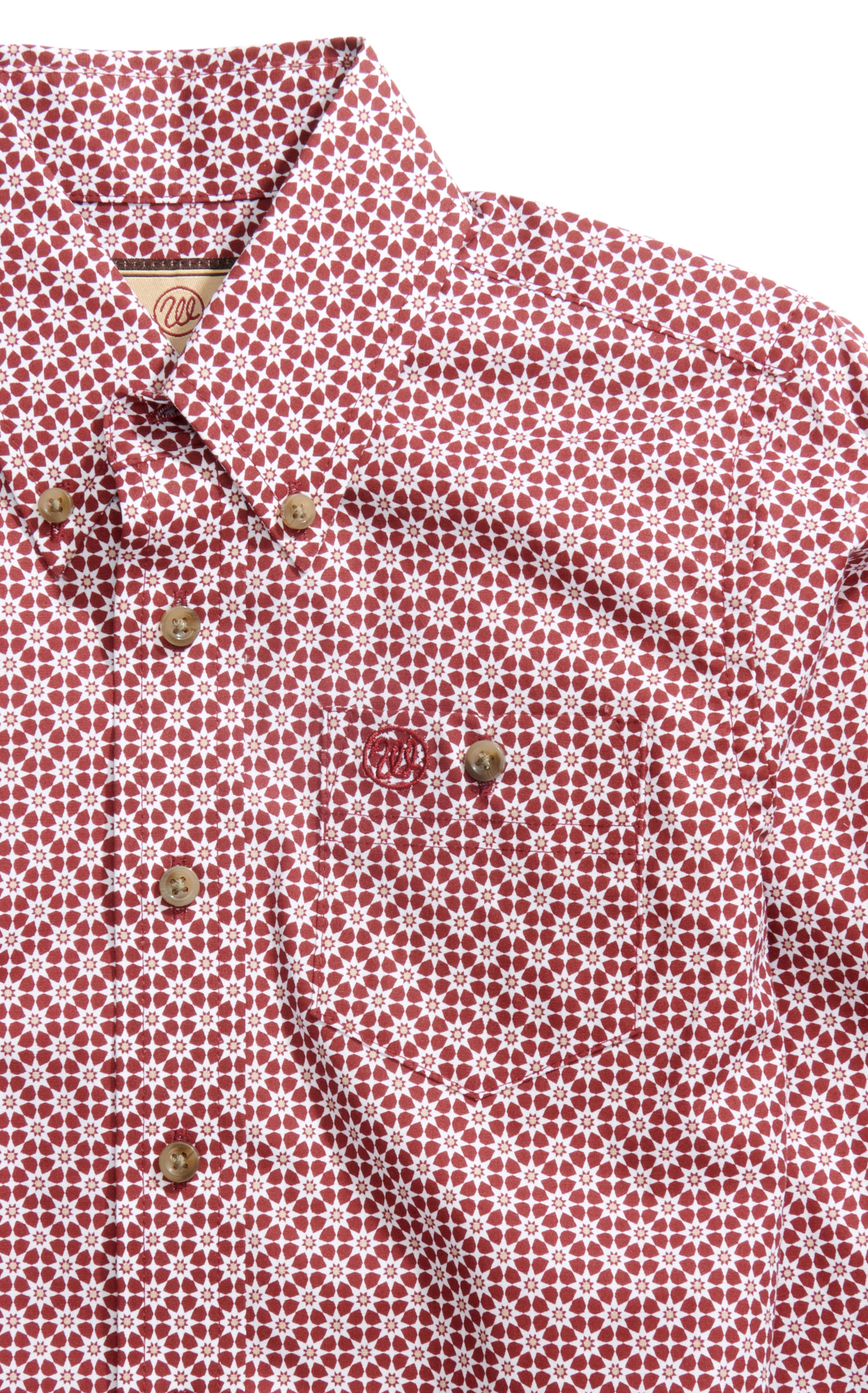 Wrangler Boy's Burgundy & White Floral Geo Print Long Sleeve Western Shirt - Cavender's Exclusive - Image 1