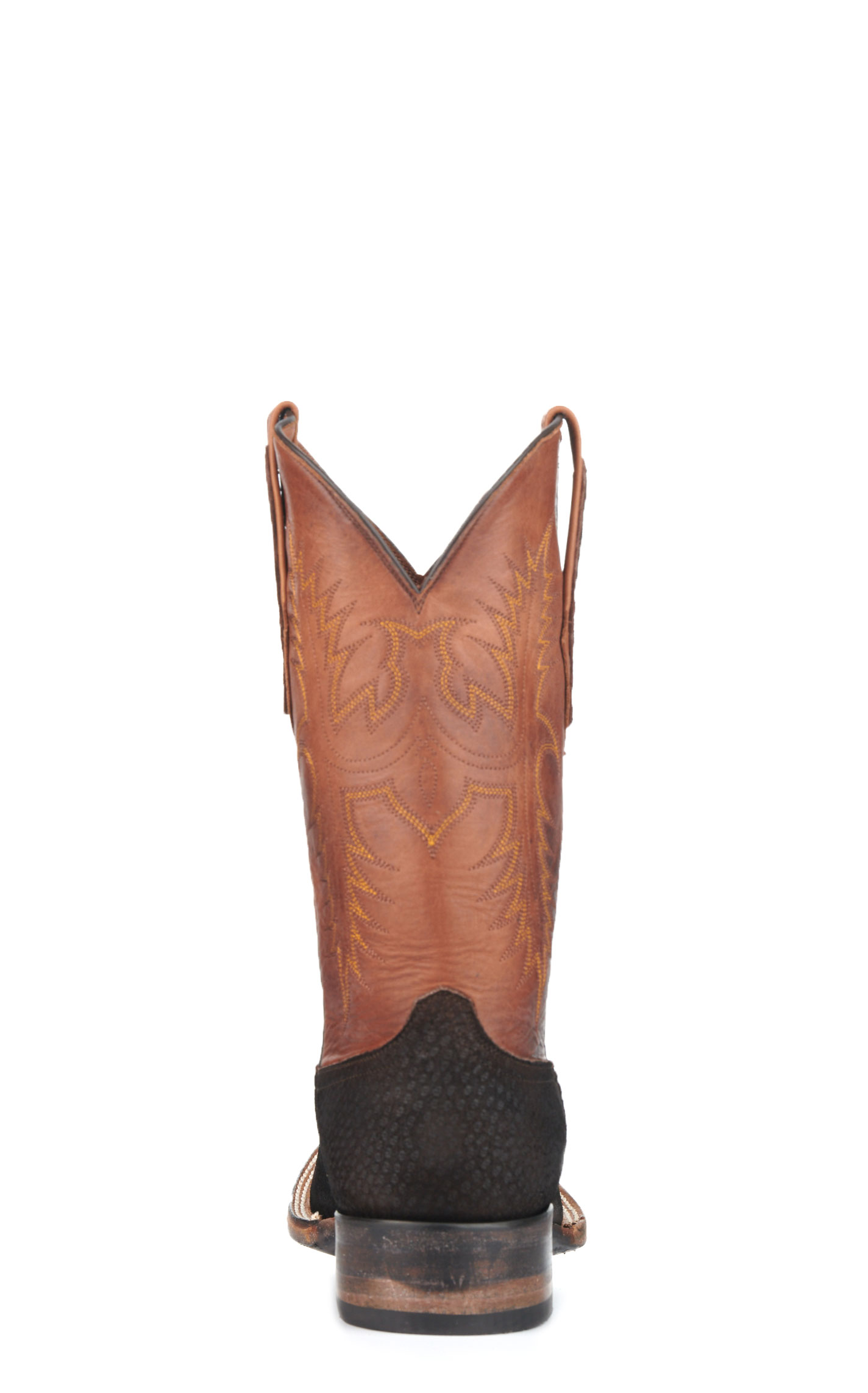 Black Jack Men's Burnished Peanut and Chocolate Capybara Wide Square Toe Exotic Cowboy Boots - Image 1