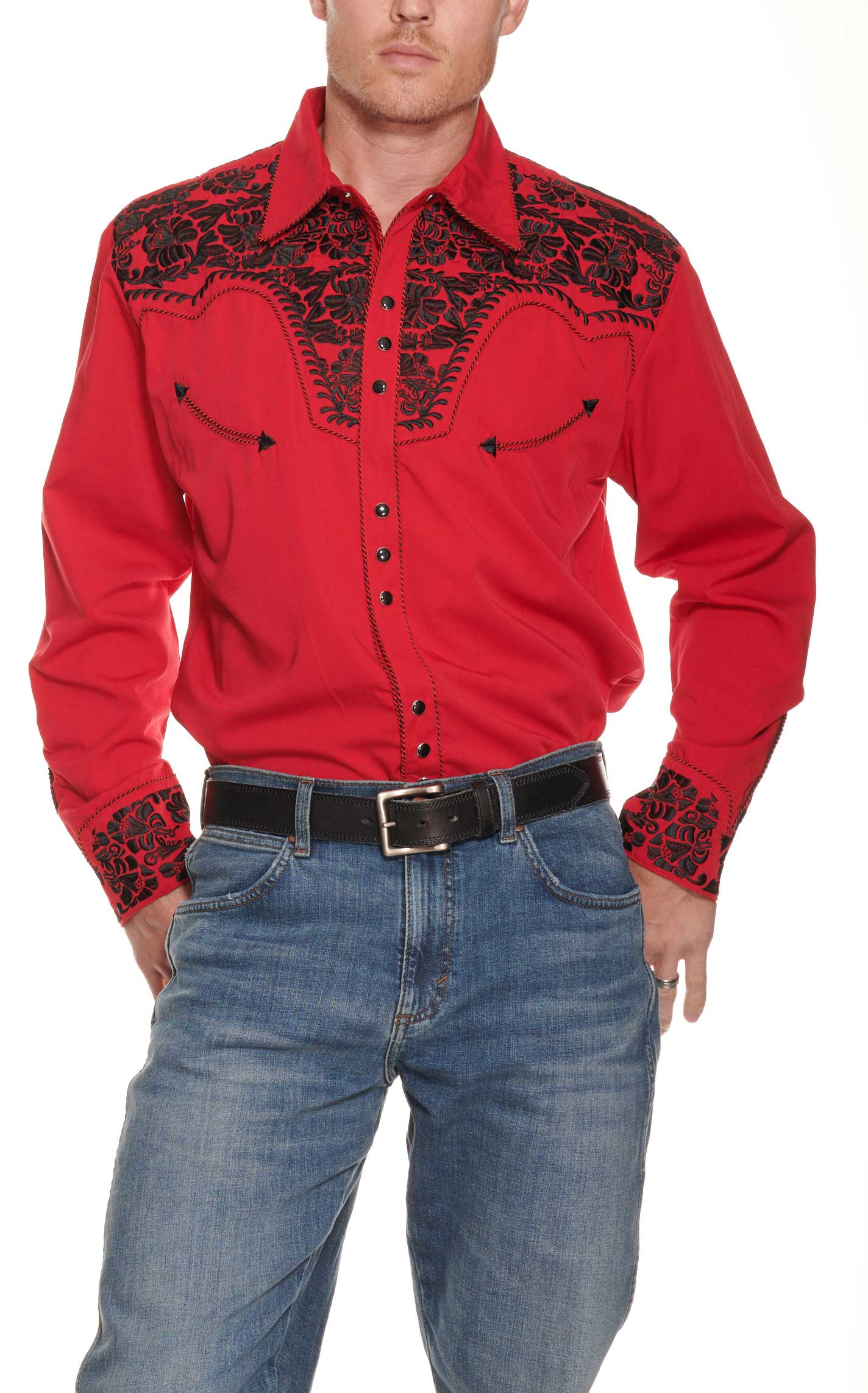 Scully Men's Red Legends Gunfighter Long Sleeve Western Shirt - Image 1