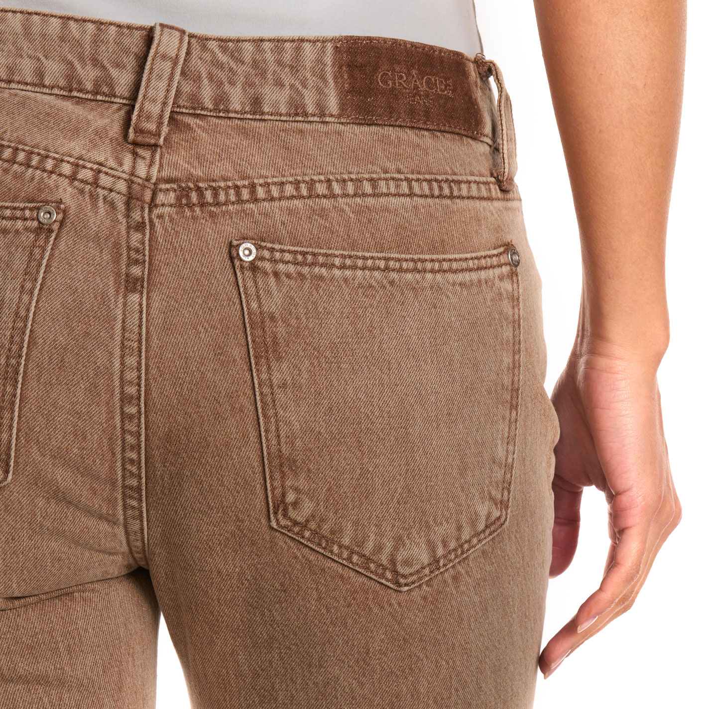 Grace in L.A. Women's Brown Floral Embroidered Flare Leg Jeans - Image 1