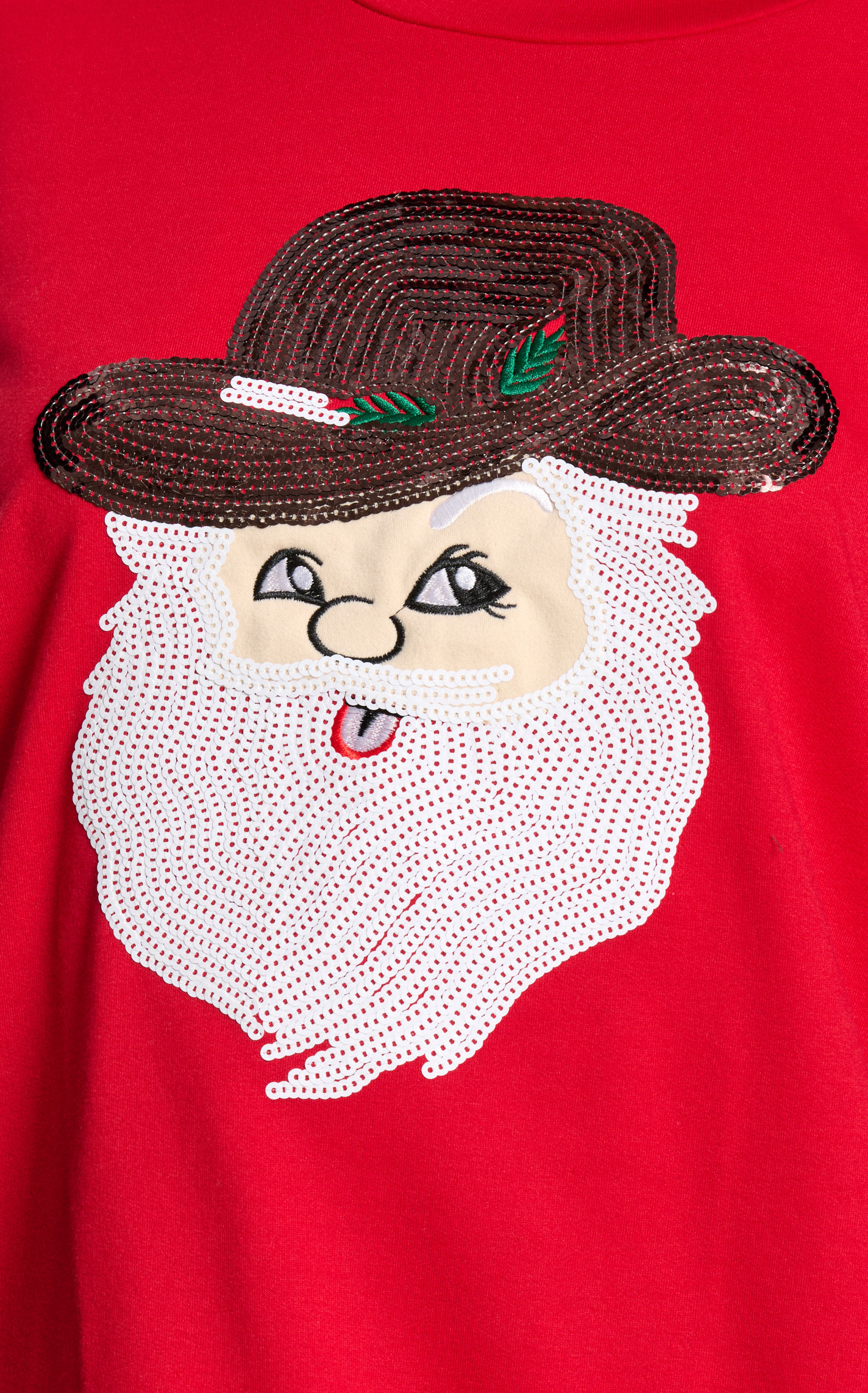 Southern Grace Women's Red Sequined Santa Pullover - Image 1