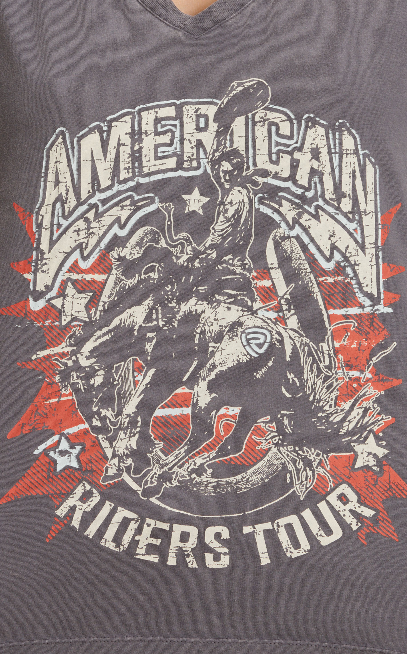 Rock & Roll Denim Gray American Riders Tour Graphic T-Shirt - Image 1