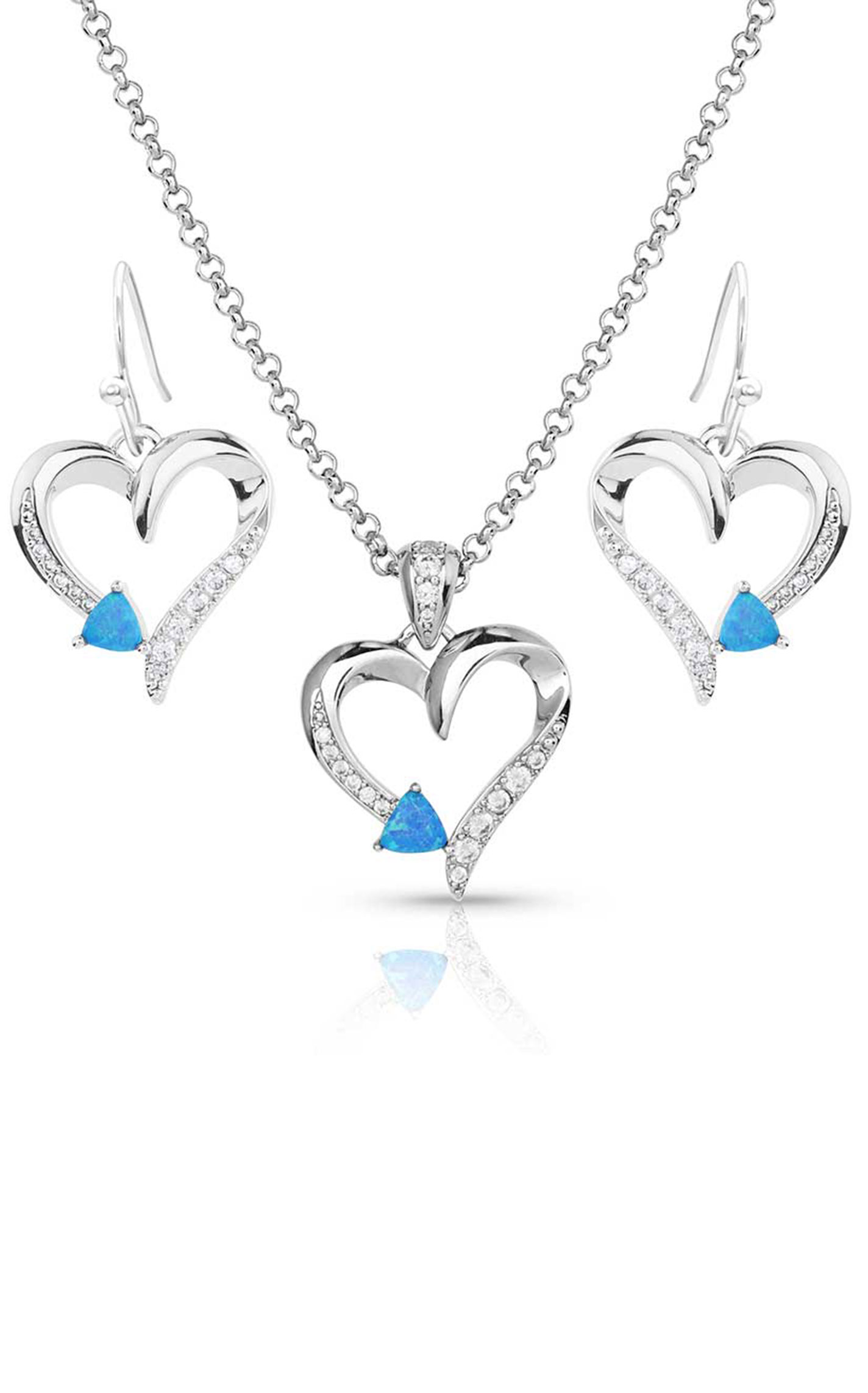 Montana Silversmiths Silver Love Everlasting Opal Crystal Jewelry Set - Image 1