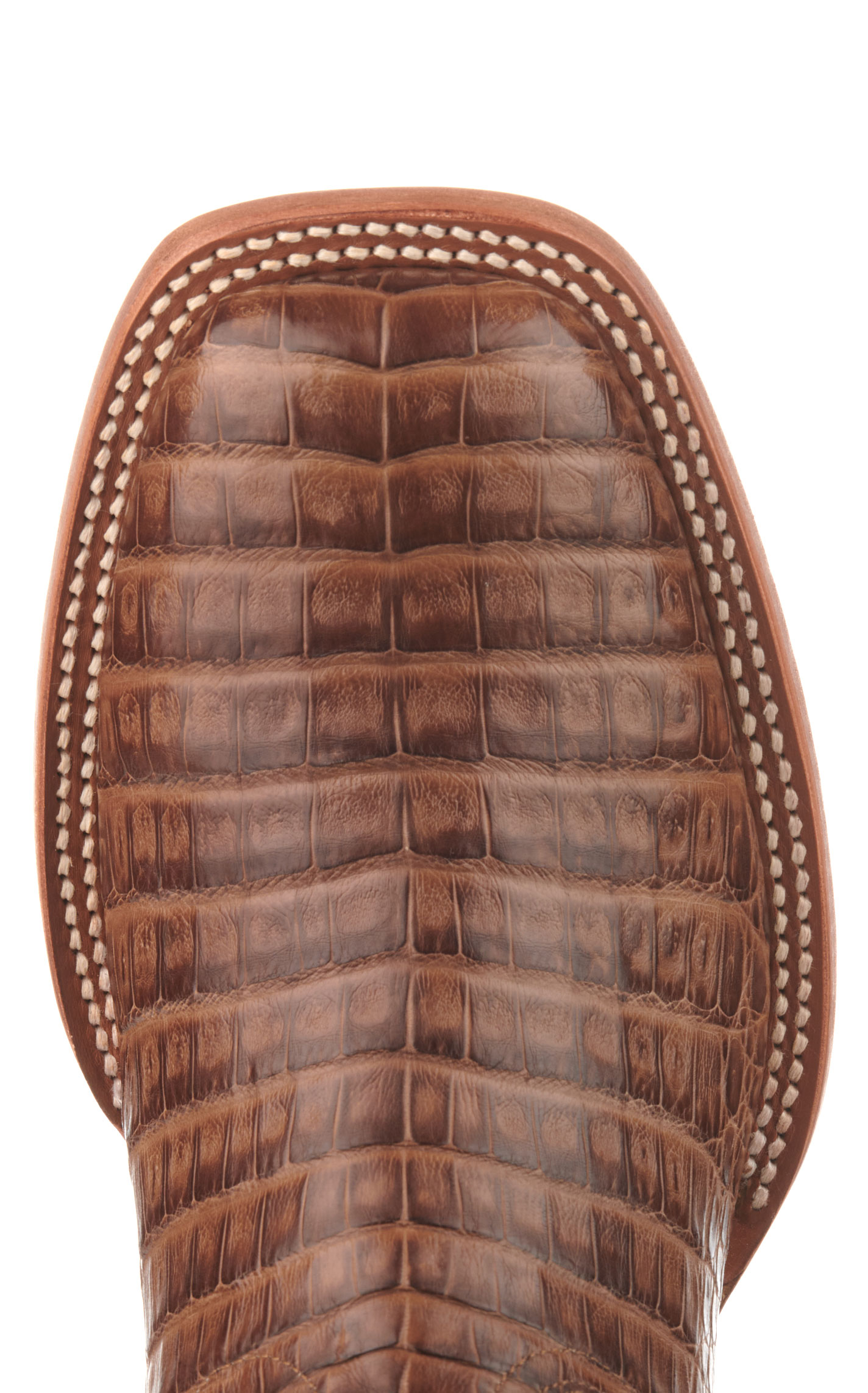 Cavender's Men's Chocolate and Chestnut Caiman Belly Wide Square Toe Cowboy Boots - Image 1