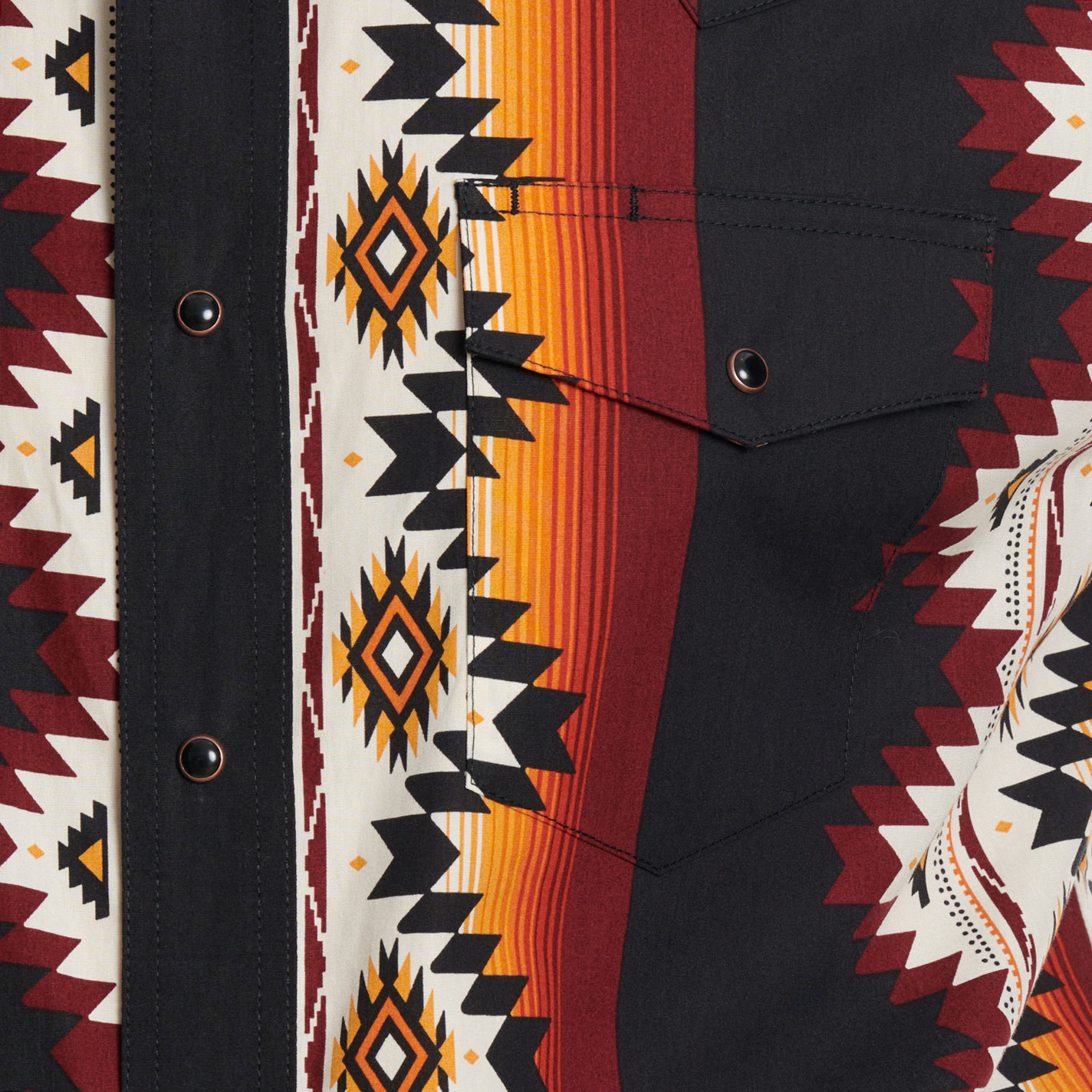 Checotah Men's Black Aztec Print Western Shirt - Image 1